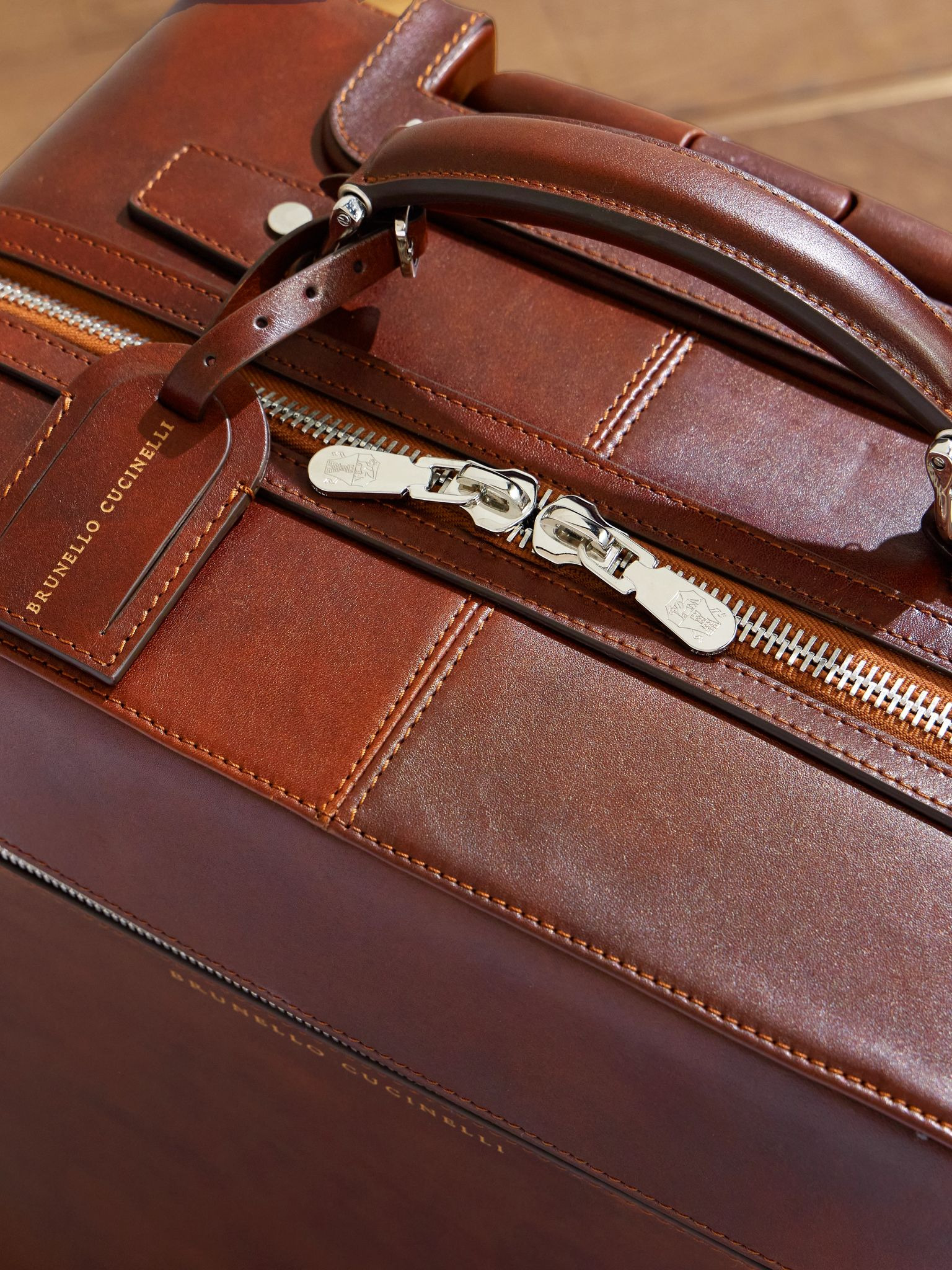 Full-Grain Leather Carry-On Suitcase Red - 5