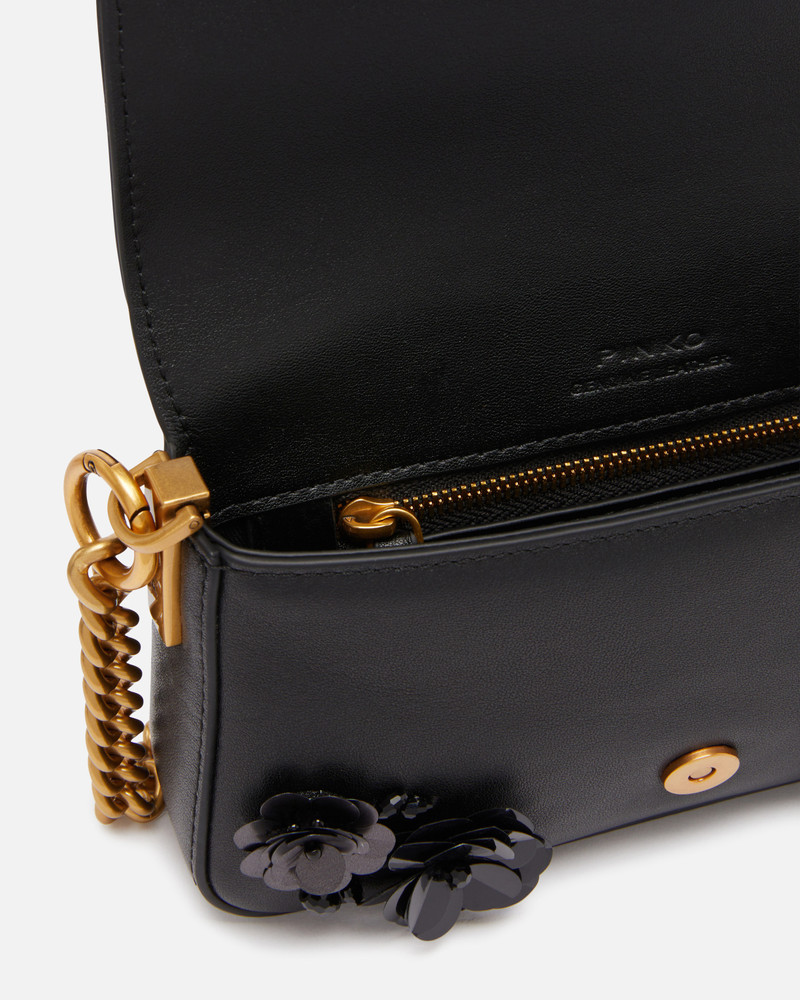 BABY LOVE BAG SLOUCHY SHOULDER BAG IN LEATHER WITH JEWEL FLOWERS 4
