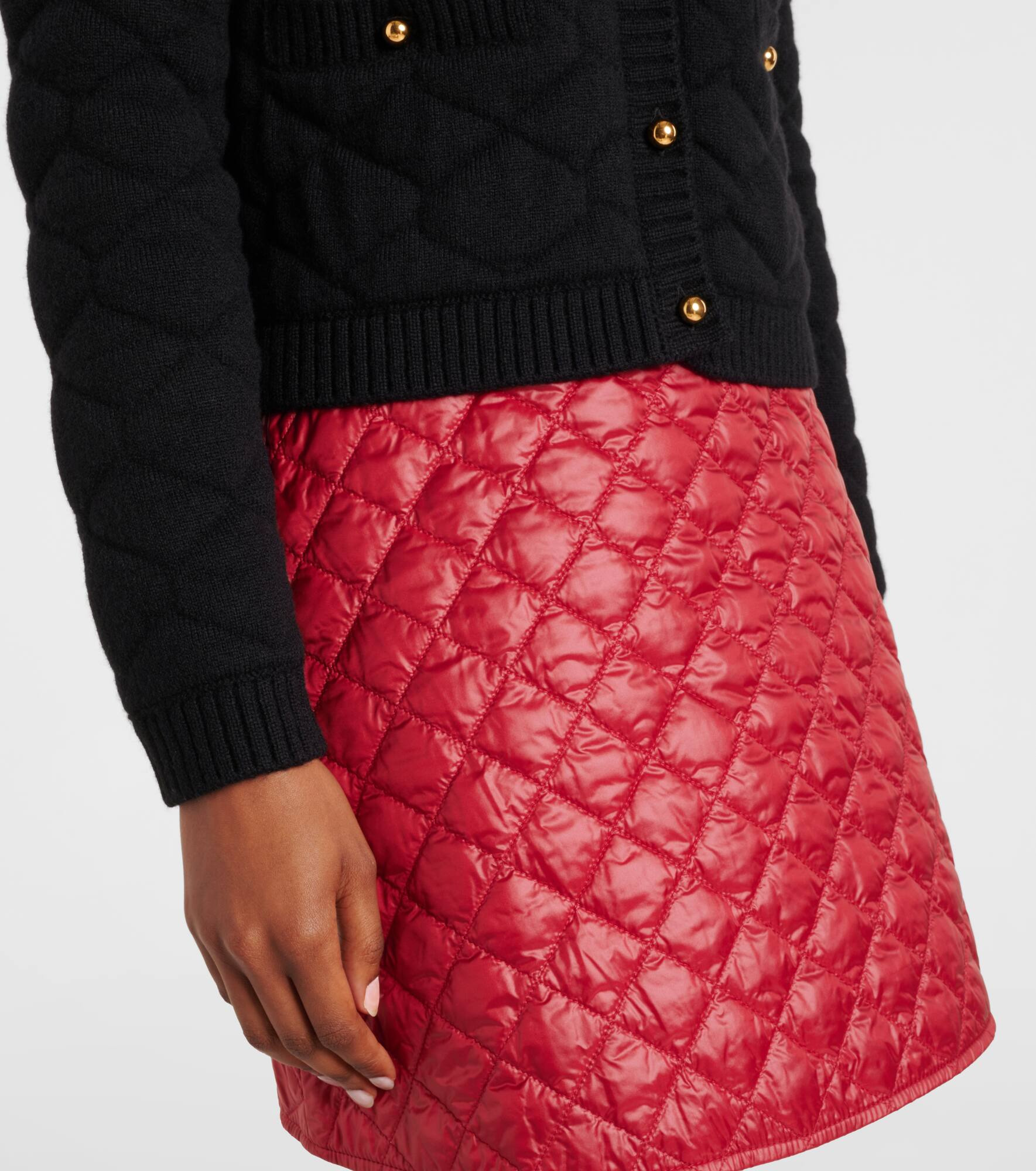 Logo quilted wool-blend cardigan - 5