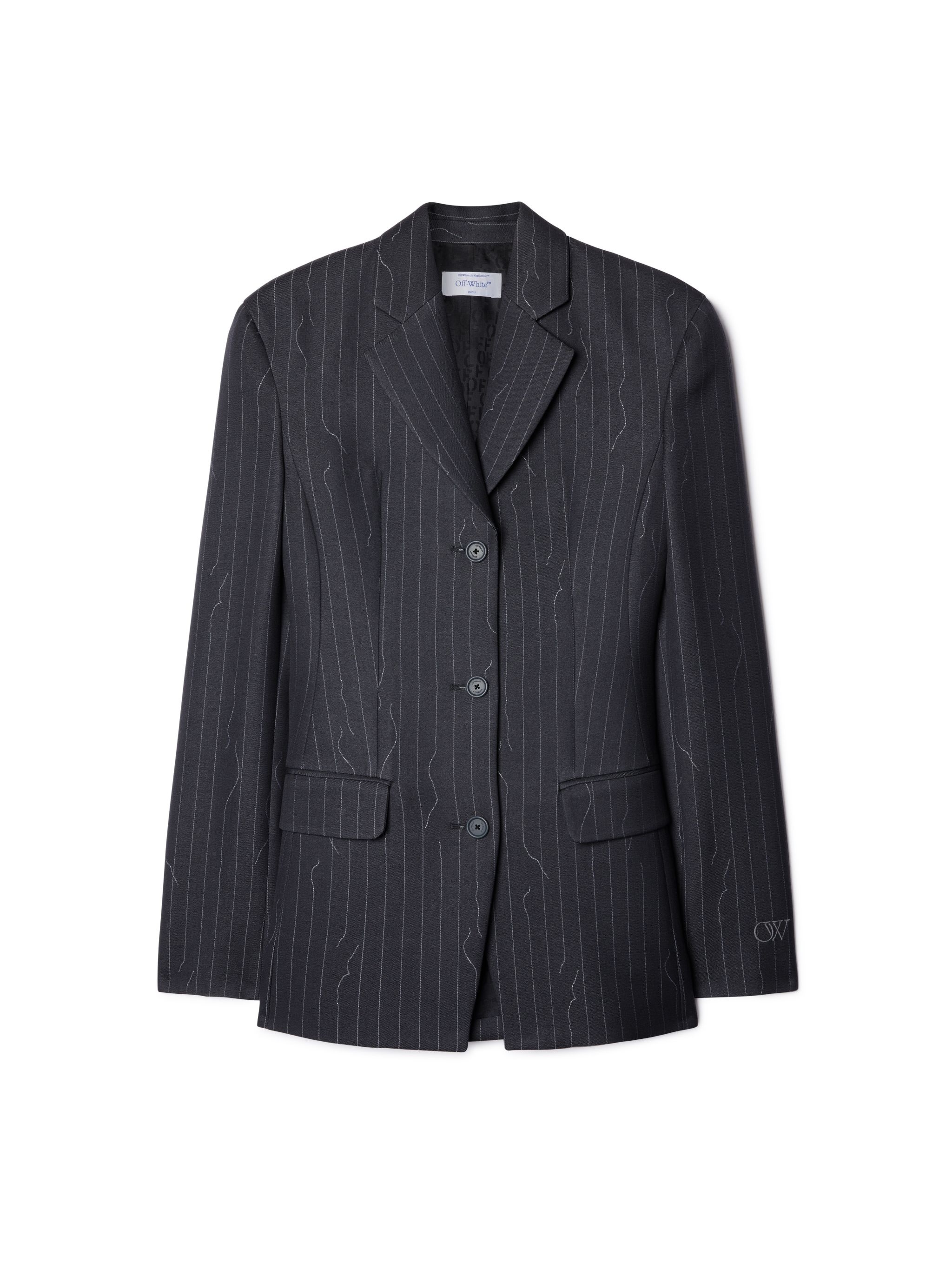 Pinstripe Fitted 3 Button Jacket - 1