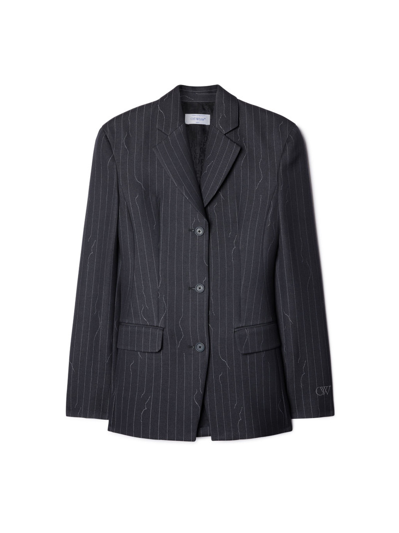 Pinstripe Fitted 3 단추 재킷 - 1