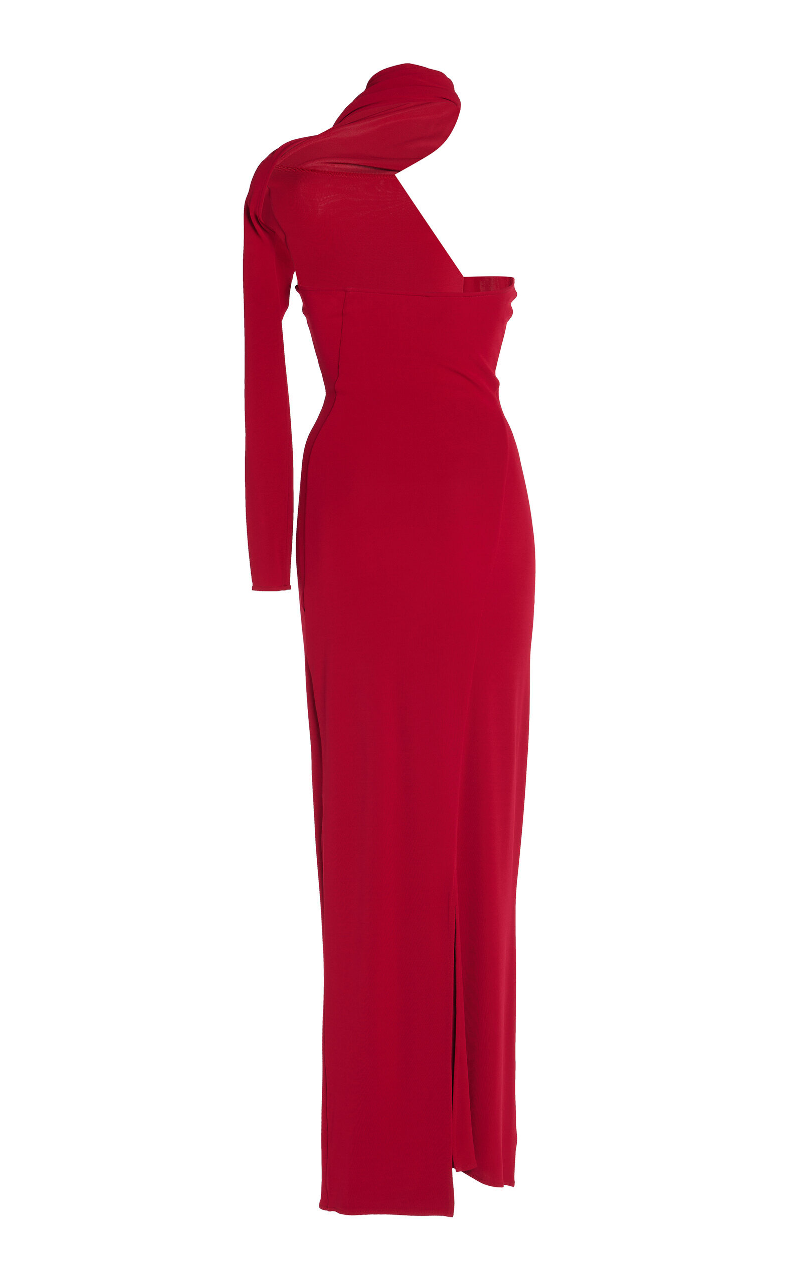 Asymmetric Rib-Knit Maxi Dress red - 5