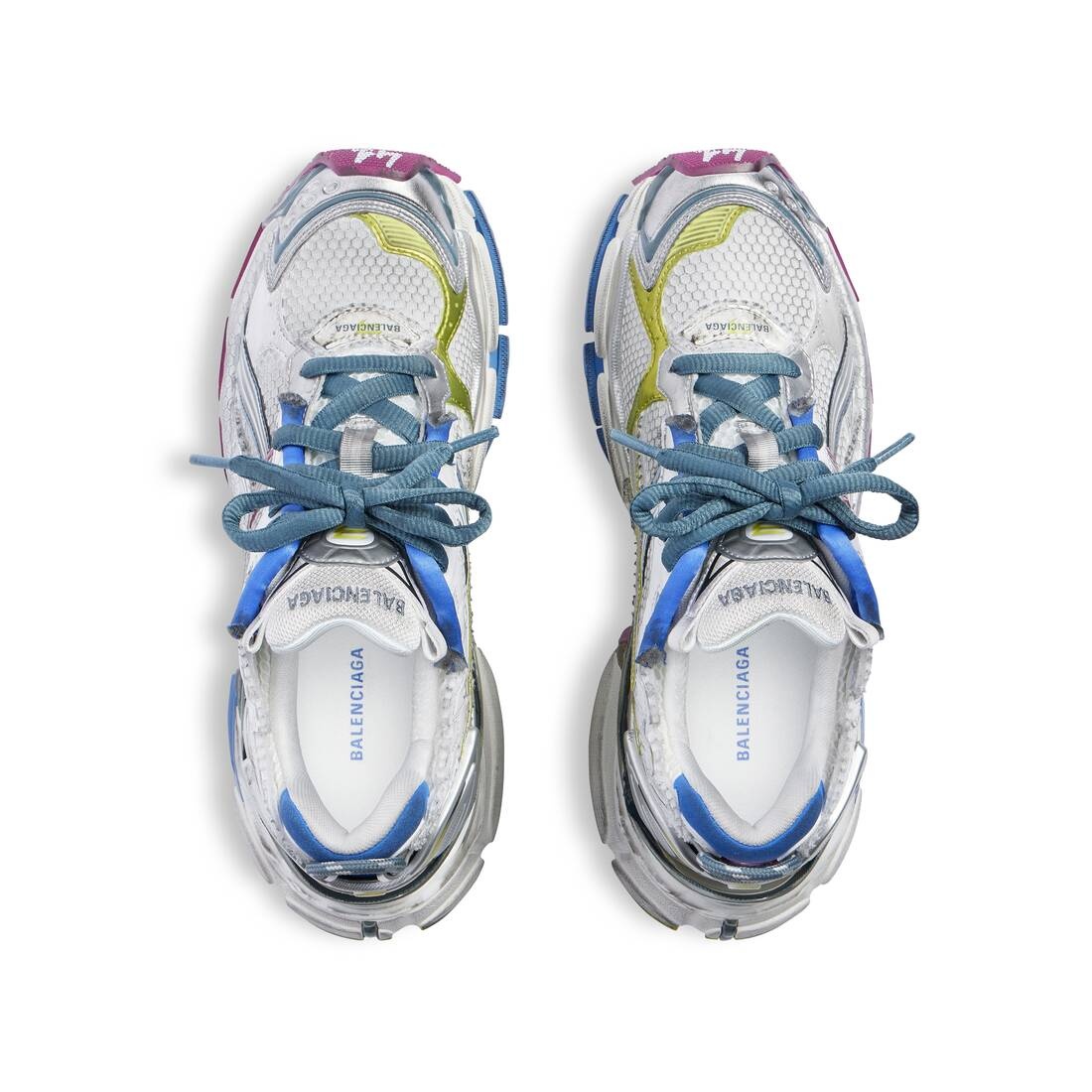 スニーカー BALENCIAGA  Balenciaga Sneakers Women Fabric White/Cyan BALENCIAGA Women's Runner Sneaker in White/blue/purple