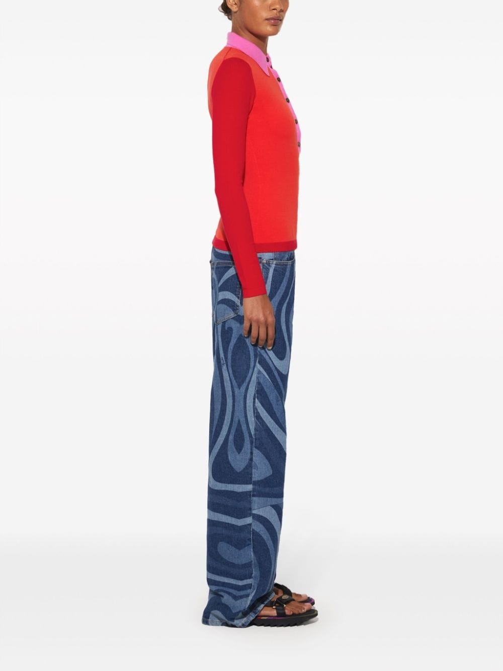 colour-block knitted polo shirt - 3