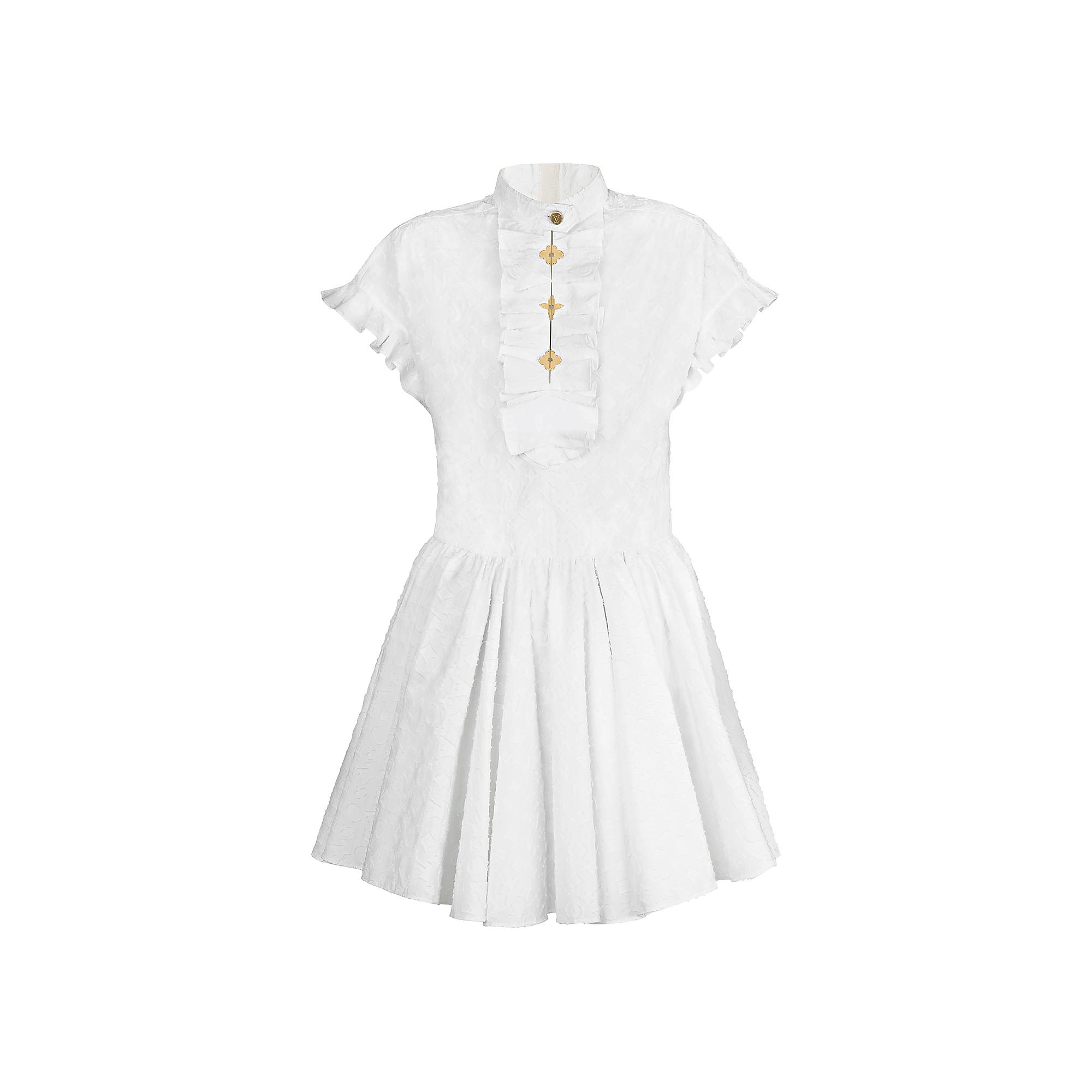 Dress With Frilled Bib - 1