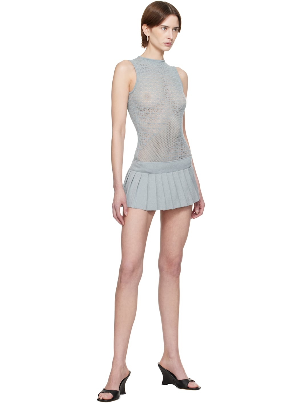 Blue Rib-Knit Halter Bodysuit - 5