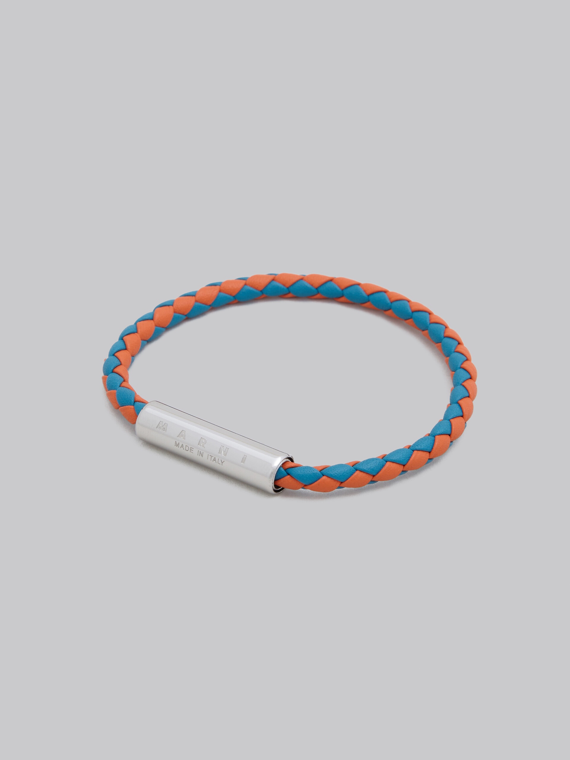 TURQUOISE AND ORANGE WOVEN LEATHER BRACELET - 4