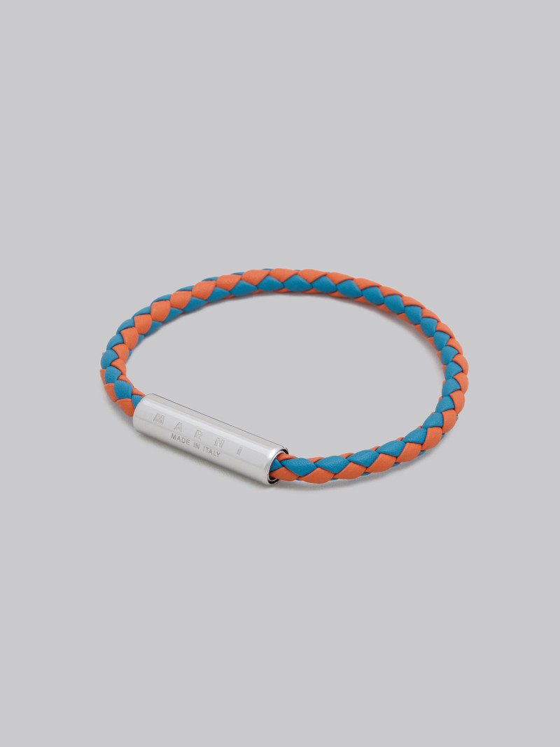 TURQUOISE AND ORANGE WOVEN LEATHER BRACELET 4