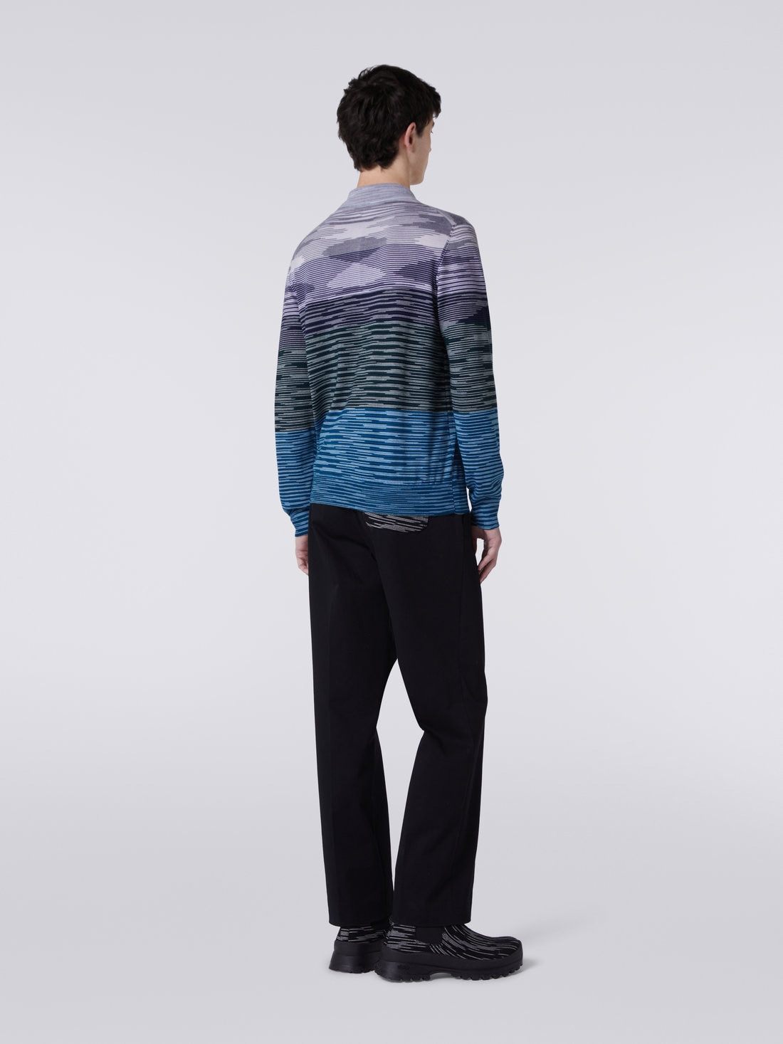 Long-sleeved polo shirt in slub wool - 4