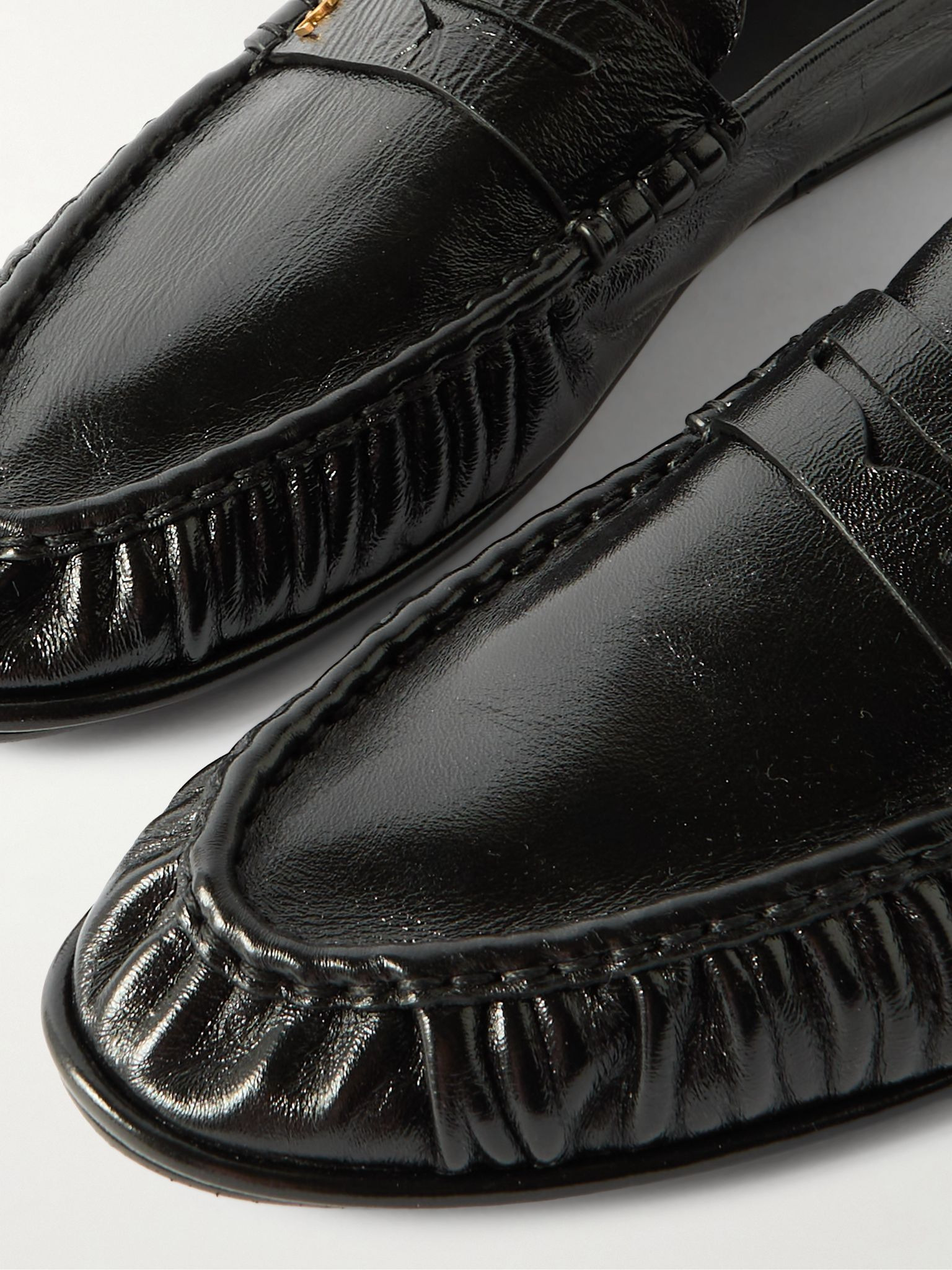 Le Loafer Logo-Embellished Collapsible-Heel Leather Penny Loafers Black - 5