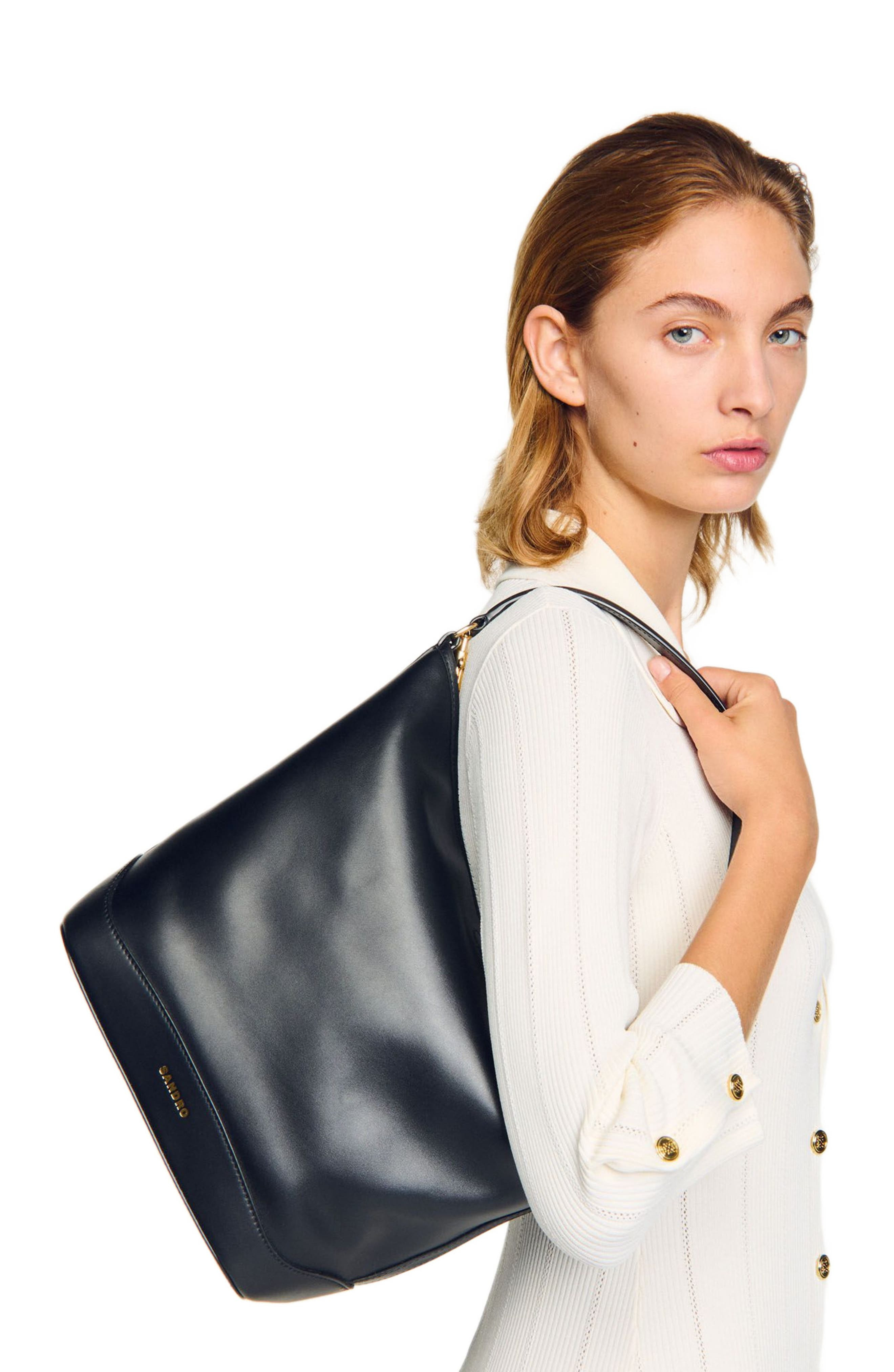 SANDRO Leather bucket bag TANGOSO in Black at Nordstrom - 8