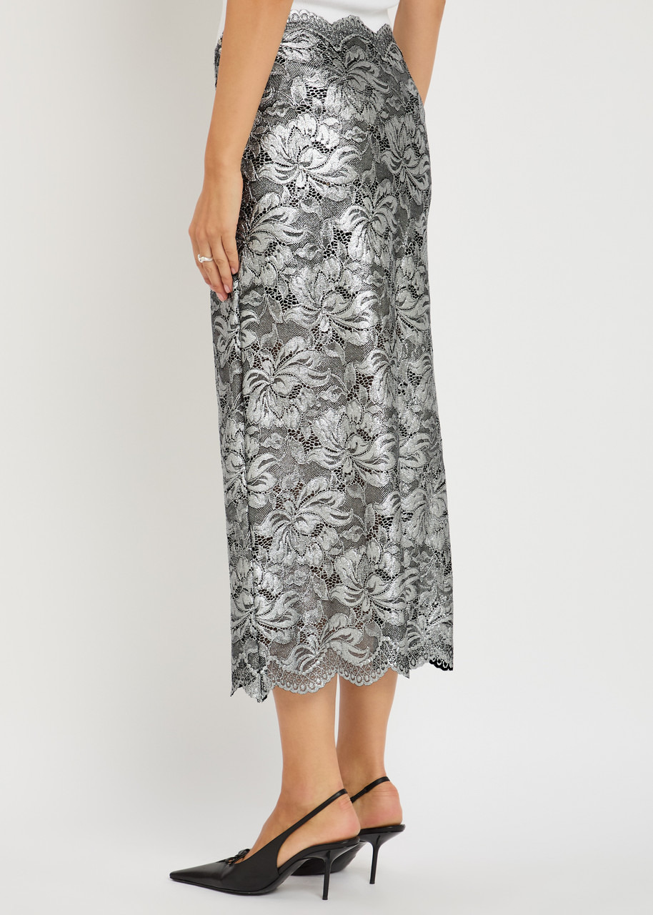 Rabanne Metallic Stretch-guipure Lace Midi Skirt - 3