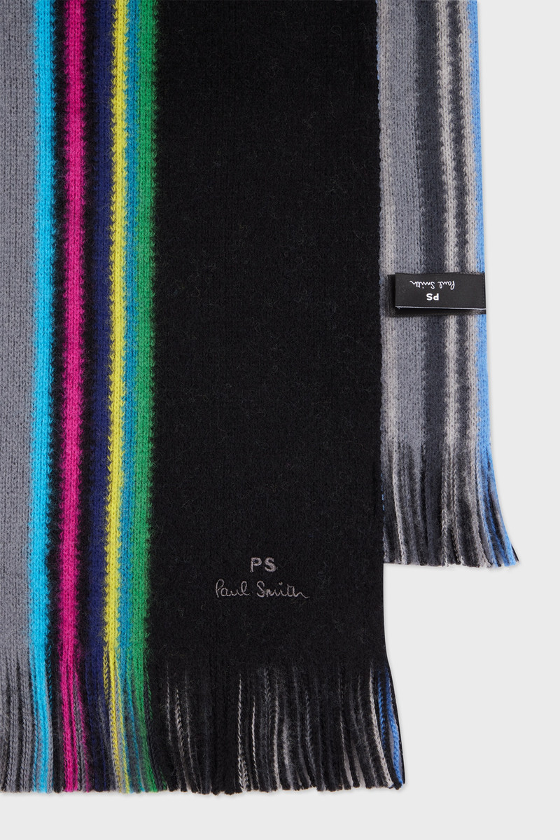Paul Smith Black Reversible 'Sports Stripe' Scarf outlook