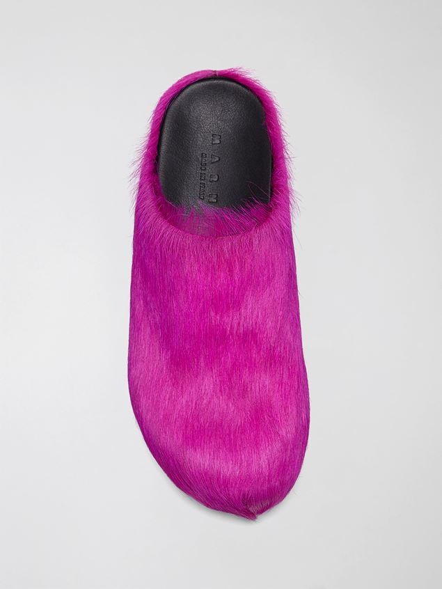 FUCHSIA LONG-HAIR CALFSKIN FUSSBETT SABOT - 4