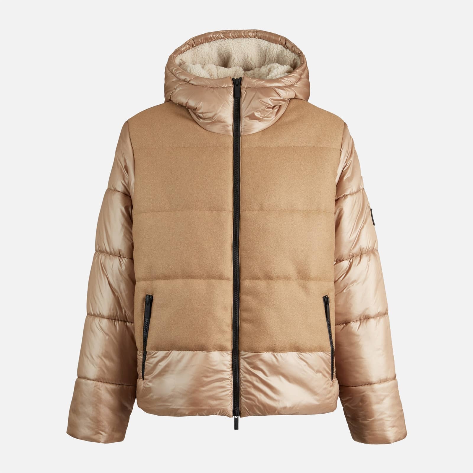 Bimaterial Quilted Jacket Beige - 1