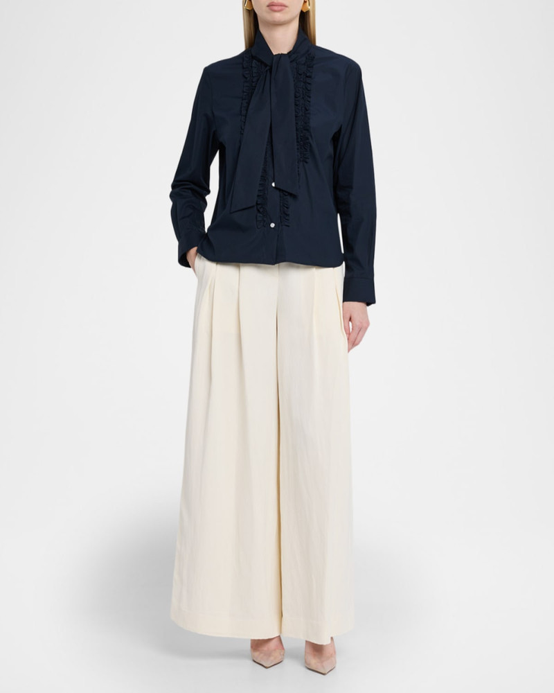 TWP Connor Tie-Neck Long-Sleeve Tuxedo Shirt outlook