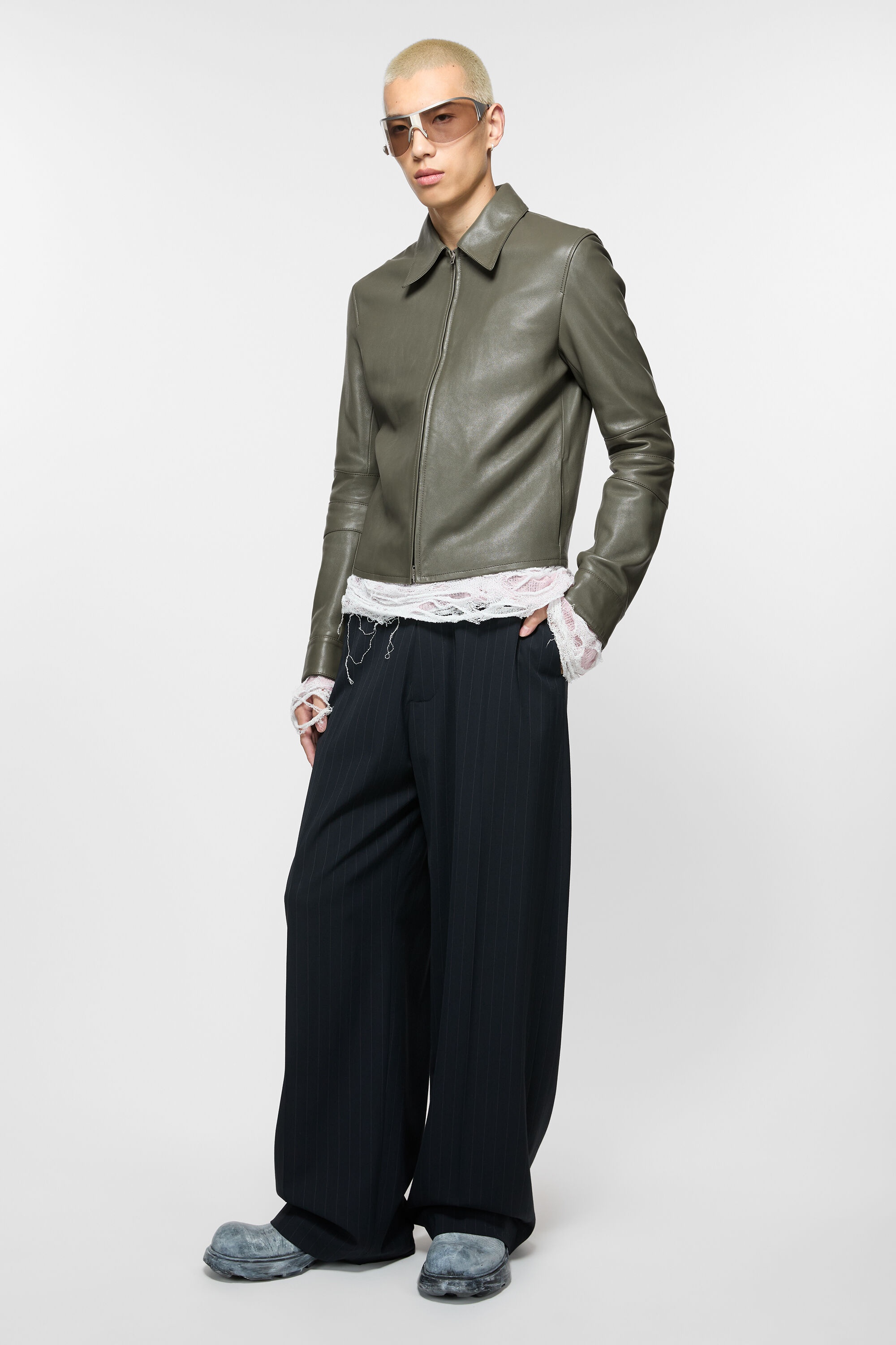 Leather jacket - Dusty green - 5
