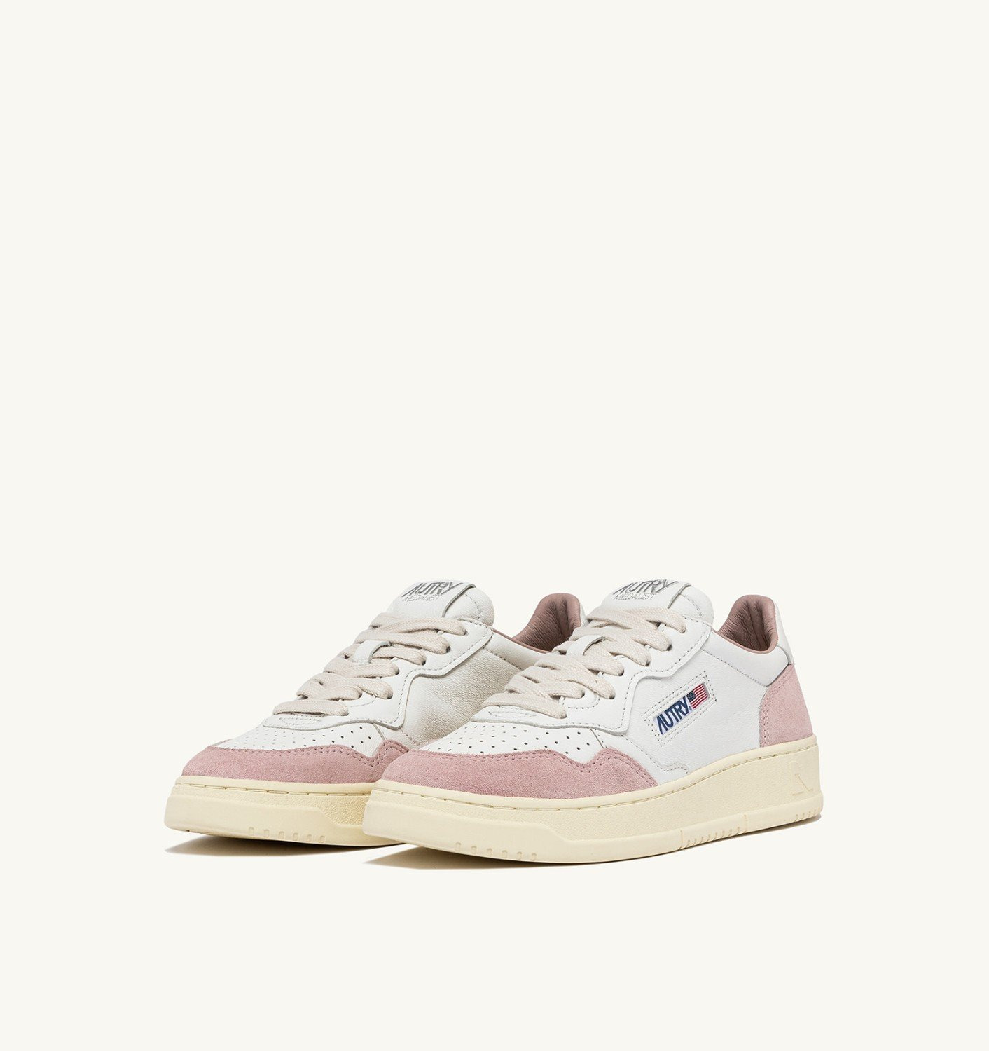 MEDALIST LOW SNEAKERS IN WHITE AND POWDER LEATHER SUEDE - 2