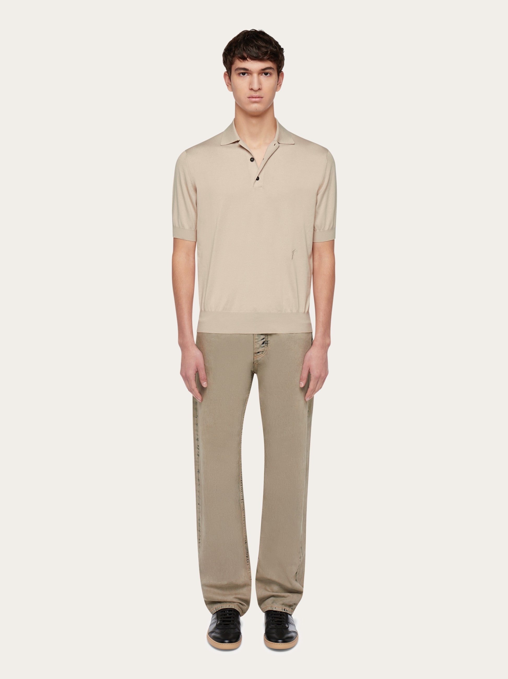 Short sleeved silk blend polo shirt - 6