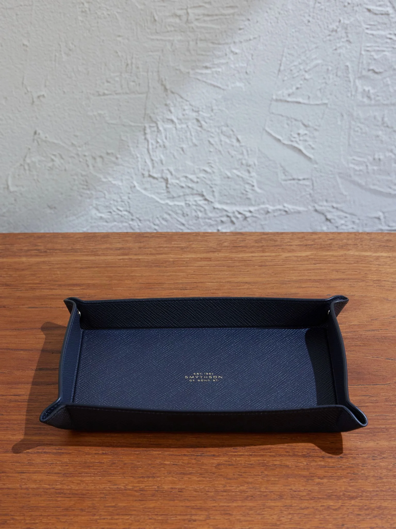Panama Cross-Grain Leather Trinket Tray Navy - 1