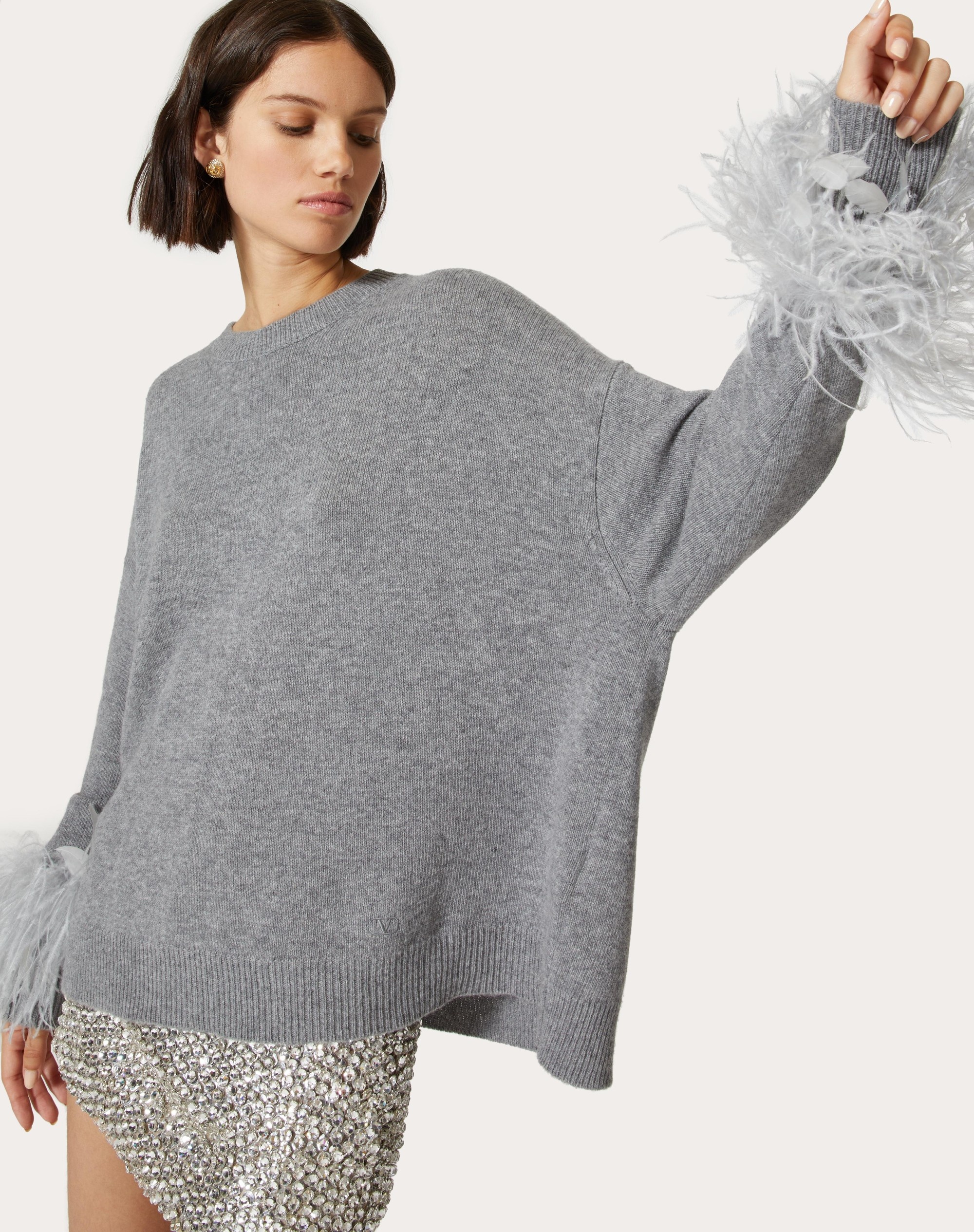 WOOL SWEATER WITH FEATHERS - 5