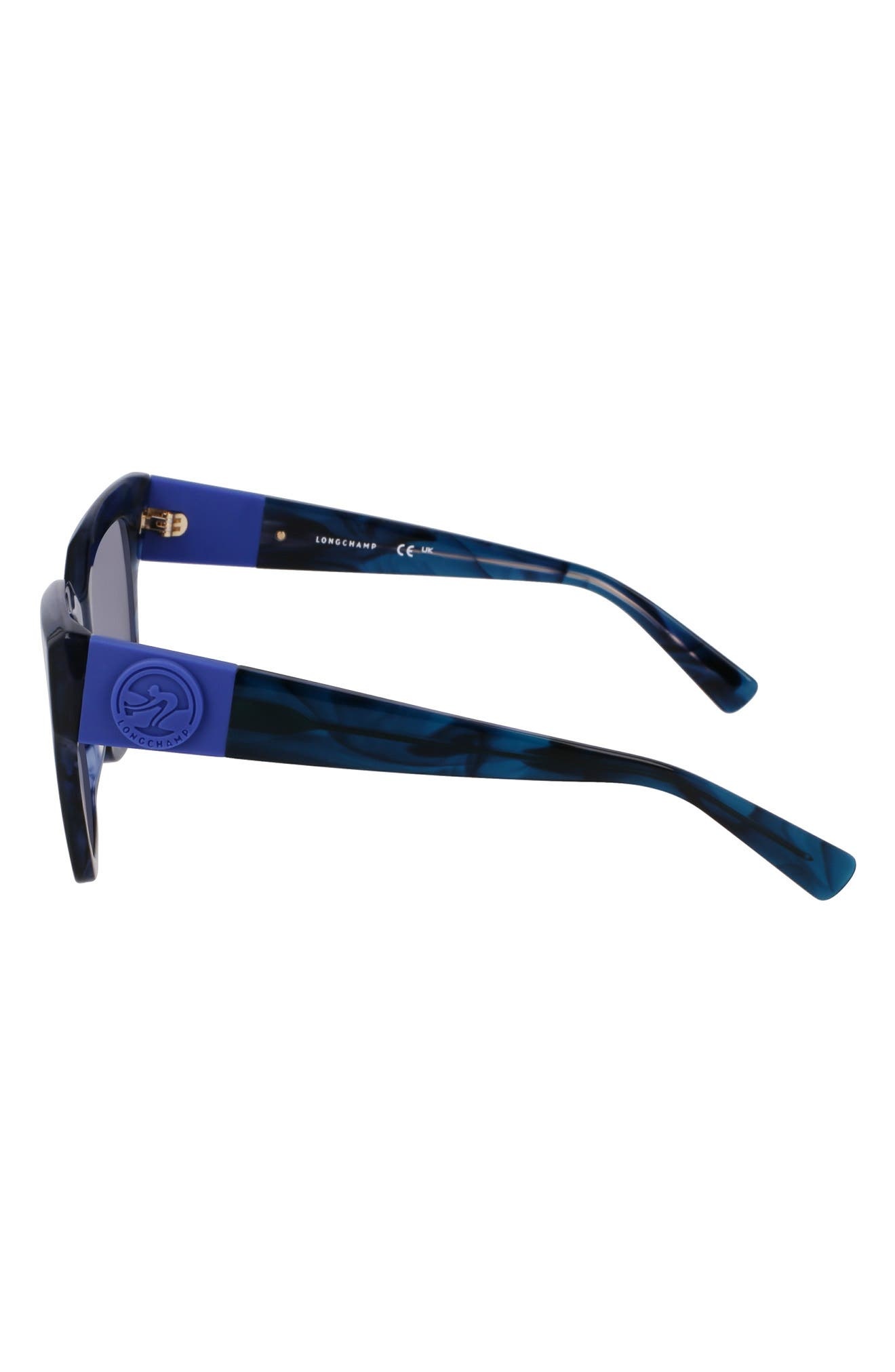 Longchamp Medallion 52mm Modified Rectangular Sunglasses in Striped Blue at Nordstrom - 5