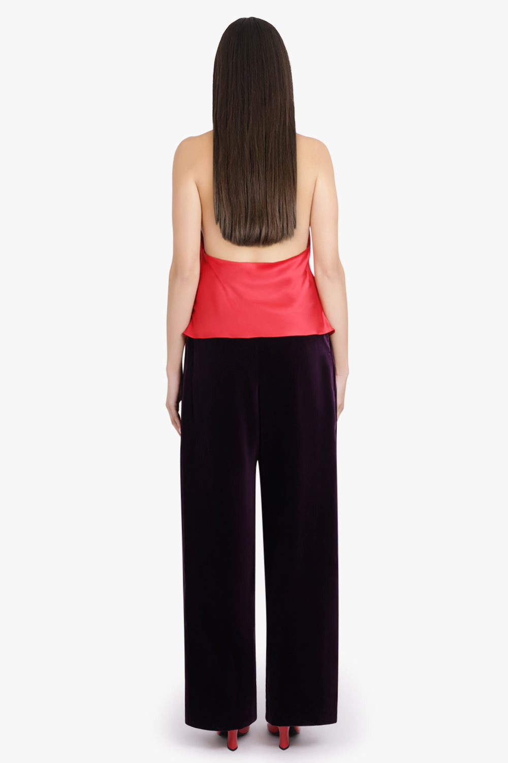 HALTERNECK TOP WITH SCARF NECK | VIVID RED - 5