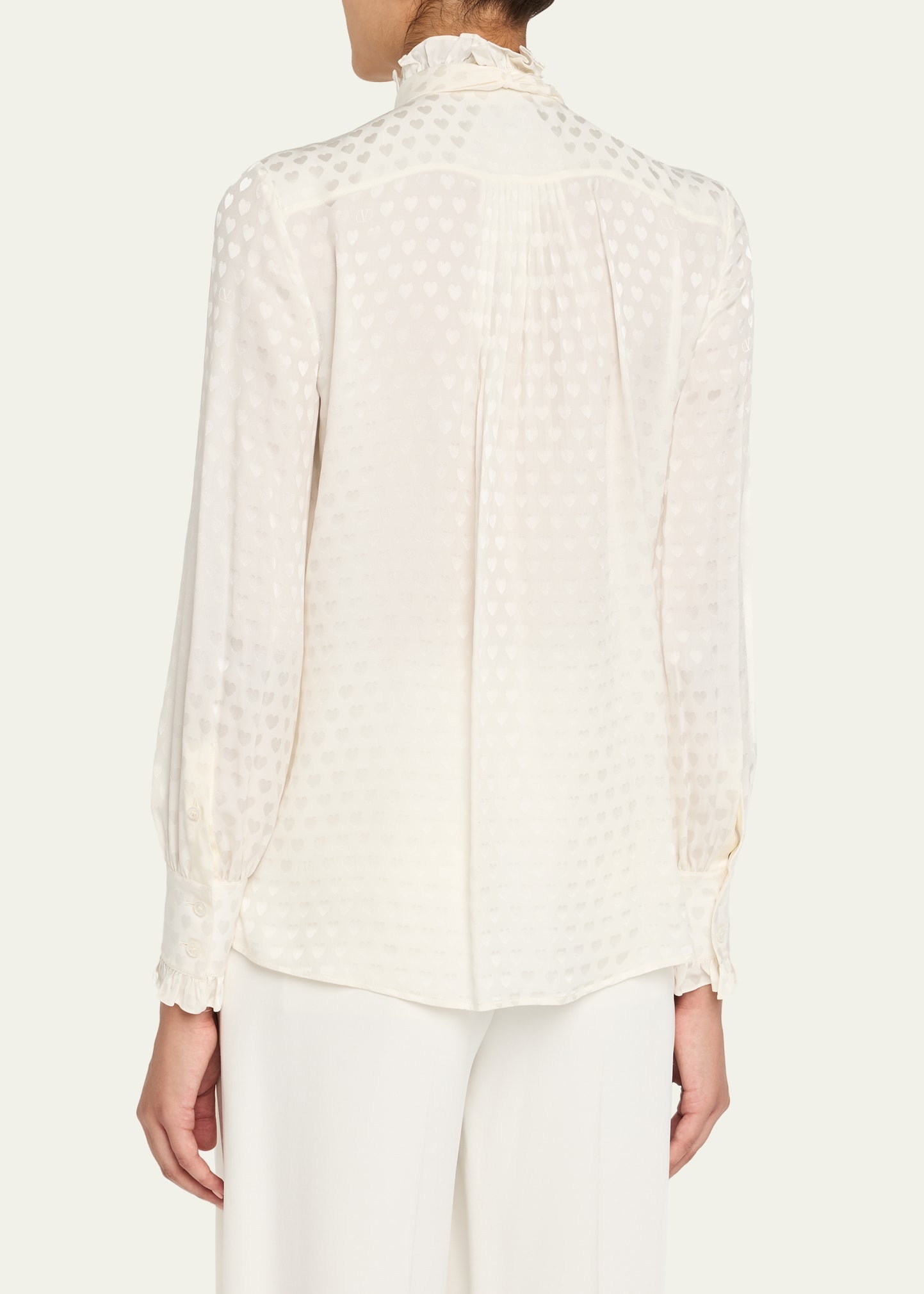 High-Neck Silk Heart Shirt - 3