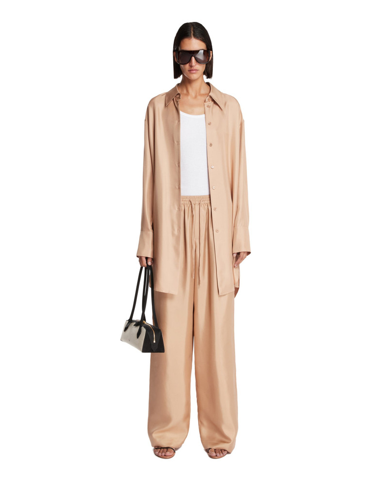 RÓHE Beige Wide Silk Trousers outlook