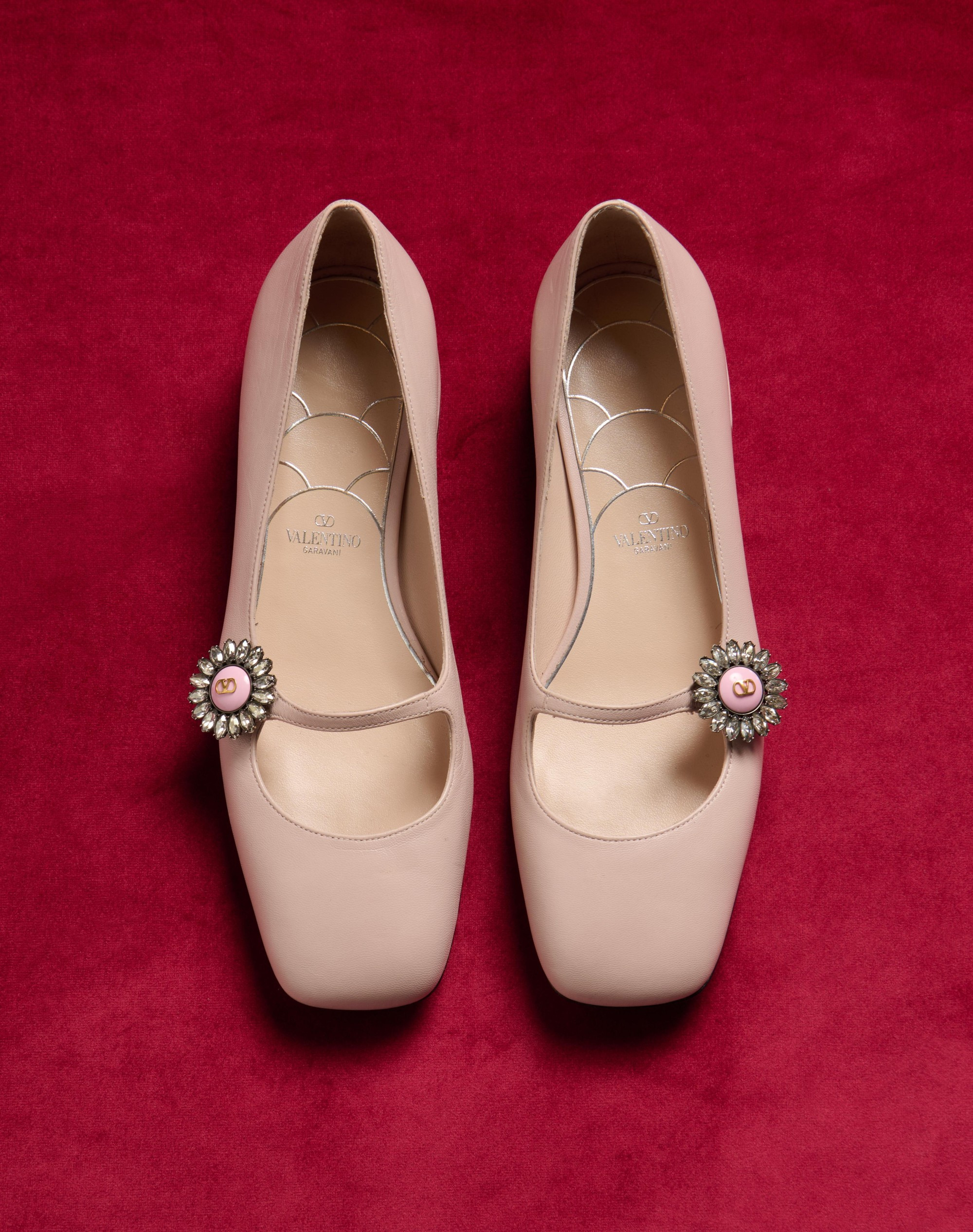 MARY-JANE PRESHOES BALLERINA IN KIDSKIN WITH JEWEL BUTTON 20MM - 8