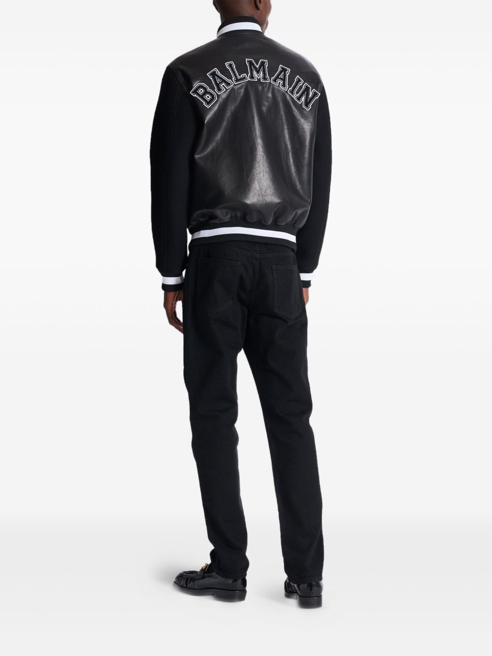 varsity leather bomber jacket - 3
