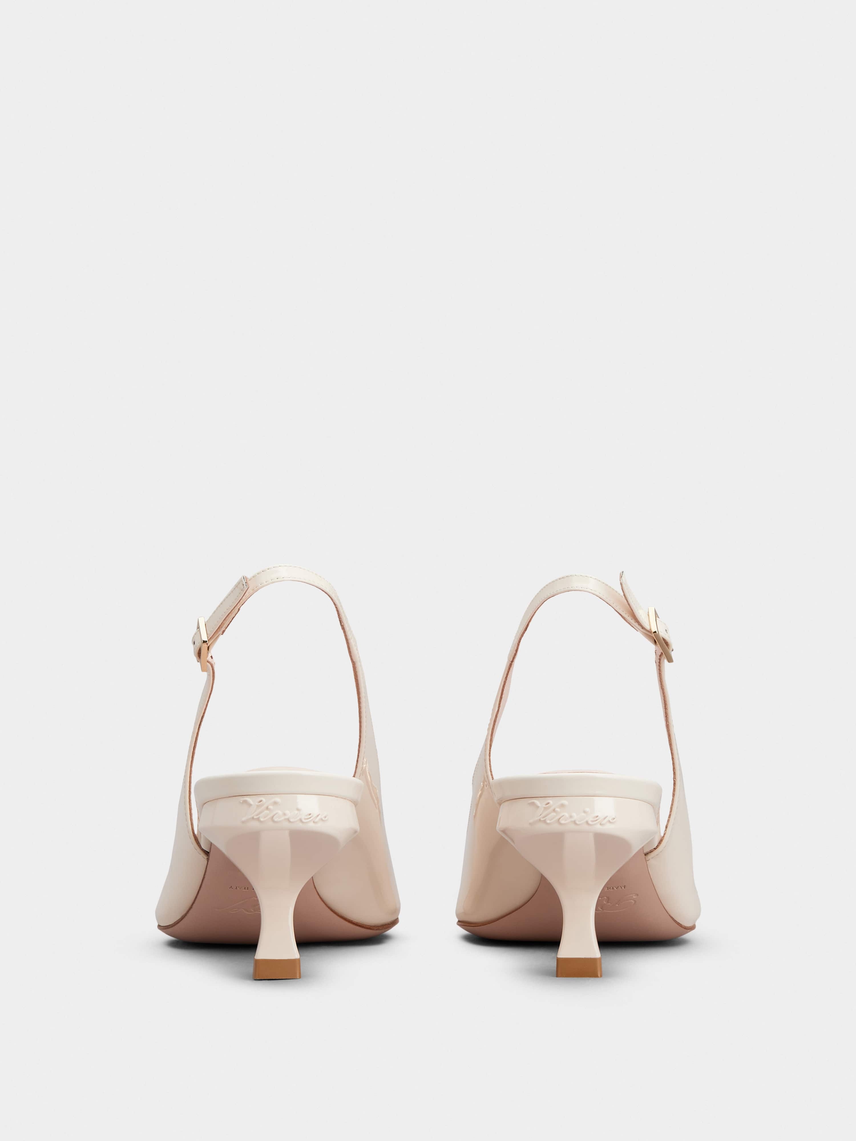 Virgule Strass Buckle Slingback Pumps in Patent Leather - 5