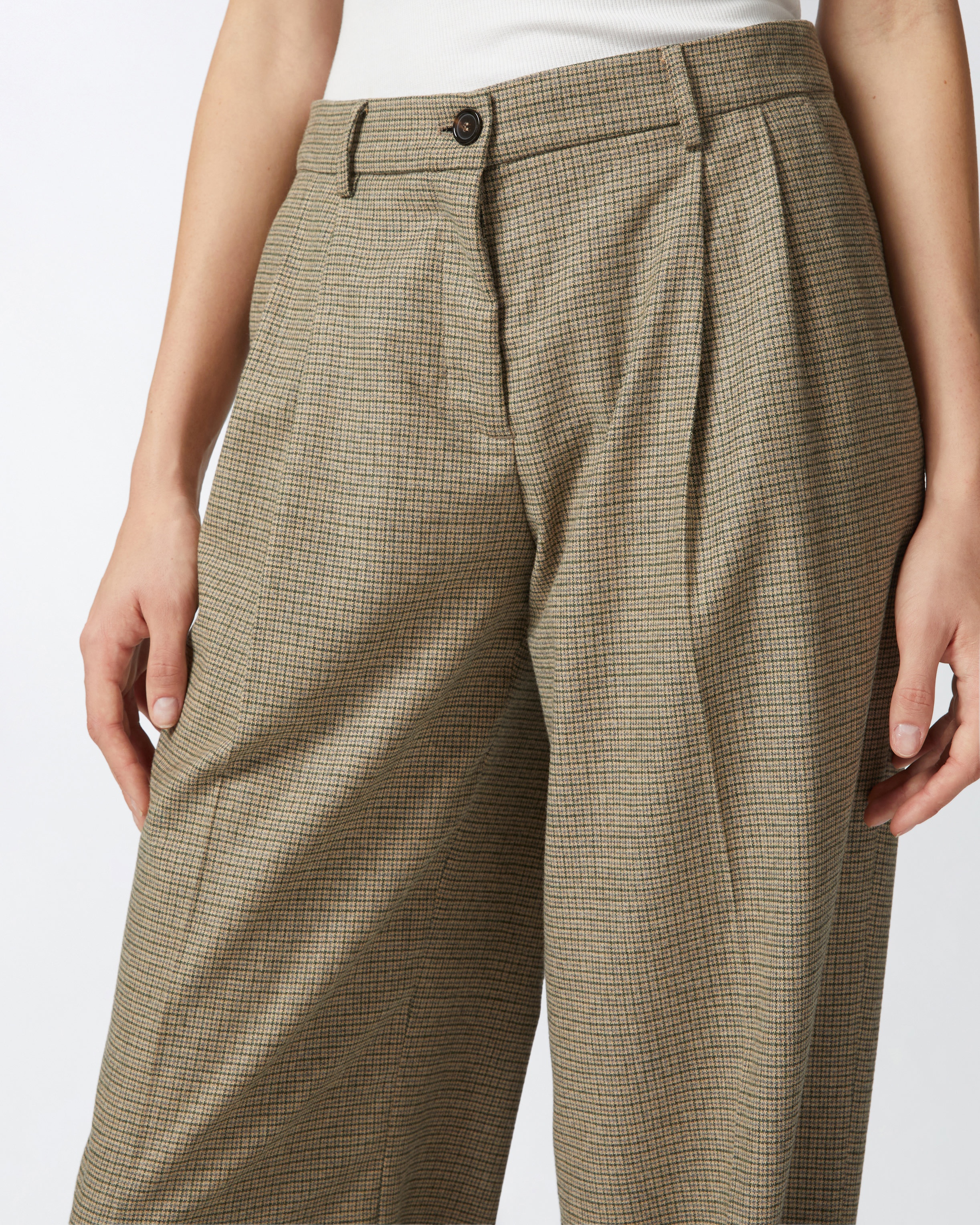 WIDE-LEG CHECK FLANNEL TROUSERS - 5