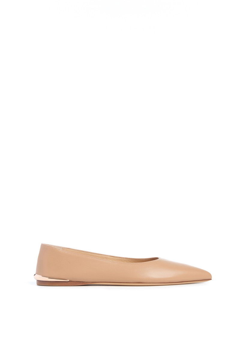 Fleur Ballerina Flat in Nude Nappa Leather 1