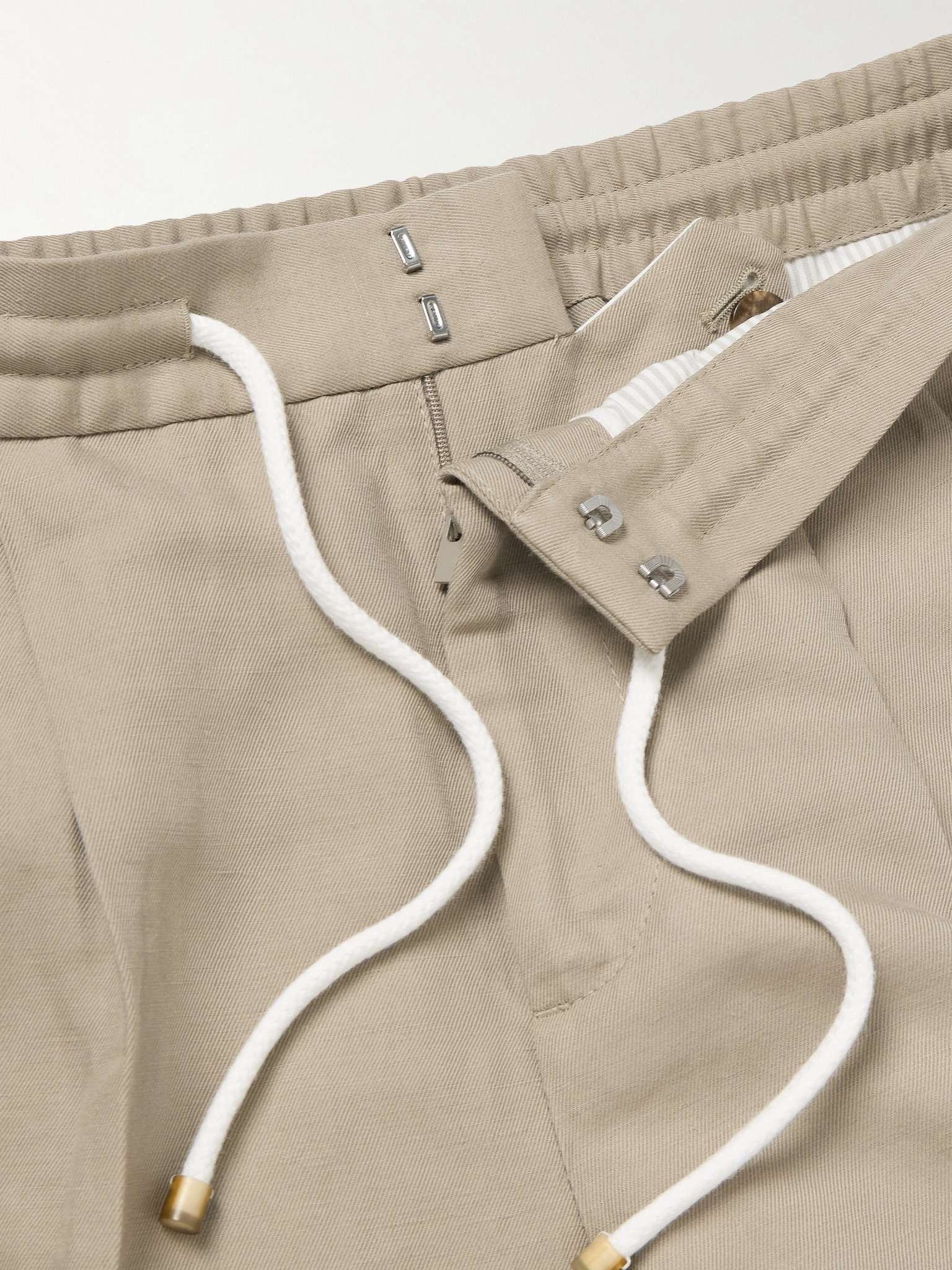 Straight-Leg Pleated Linen and Cotton-Blend Trousers - 6