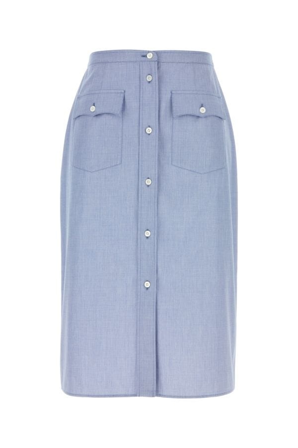 Prada Woman Light Blue Cotton Skirt - 1