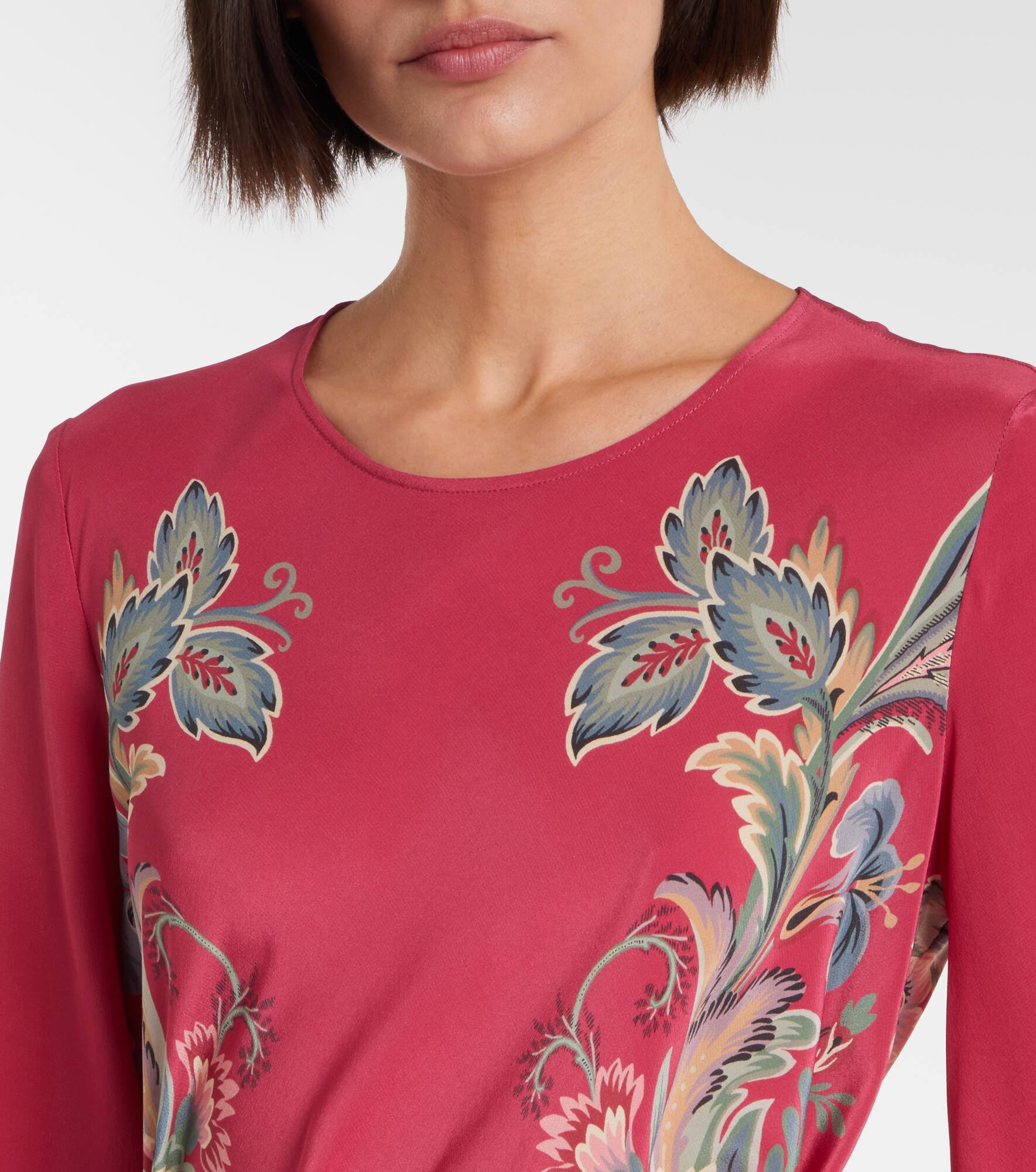 Belted printed silk maxi dress - 4