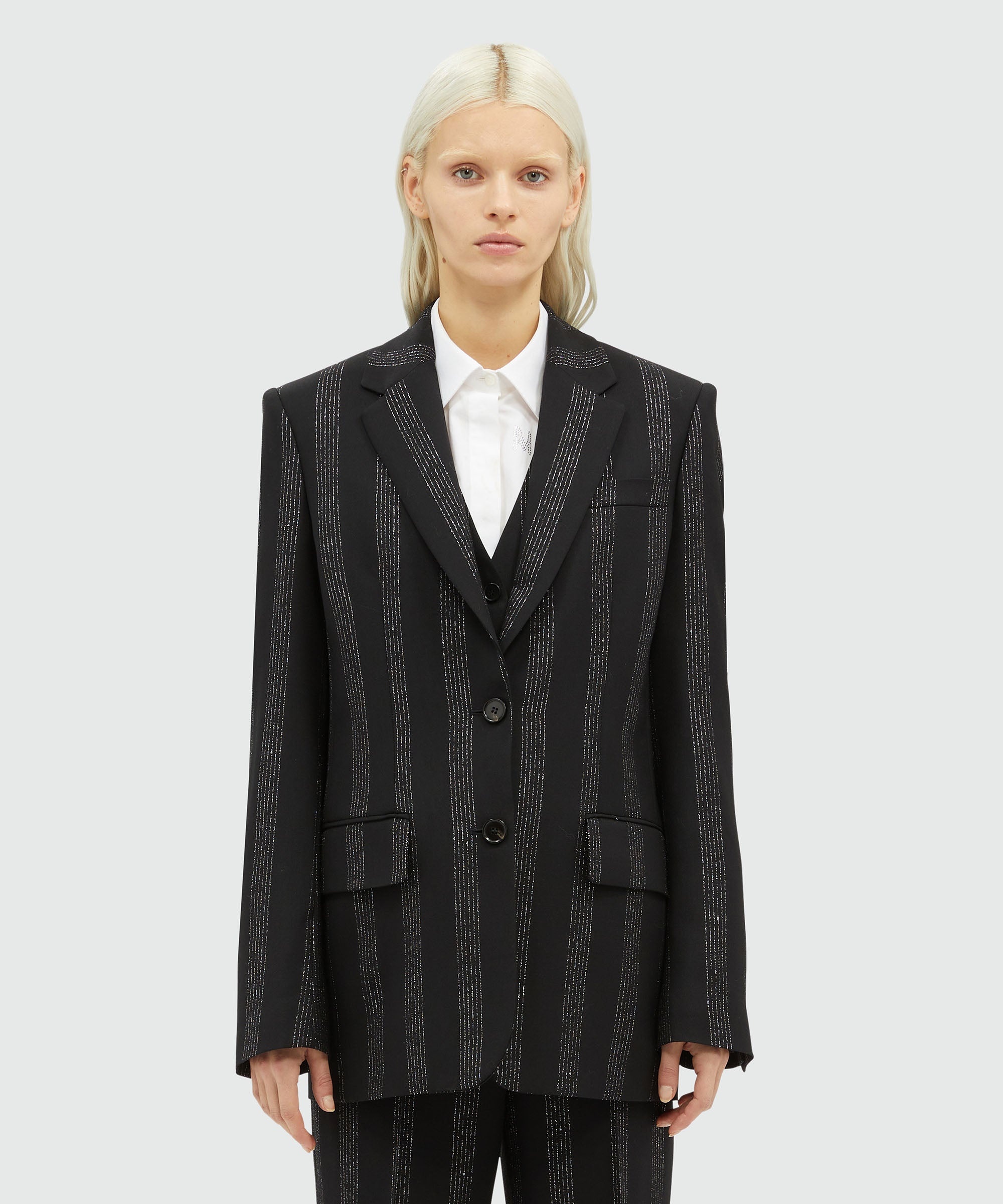 Lurex pinstripe tailored jacket - 2