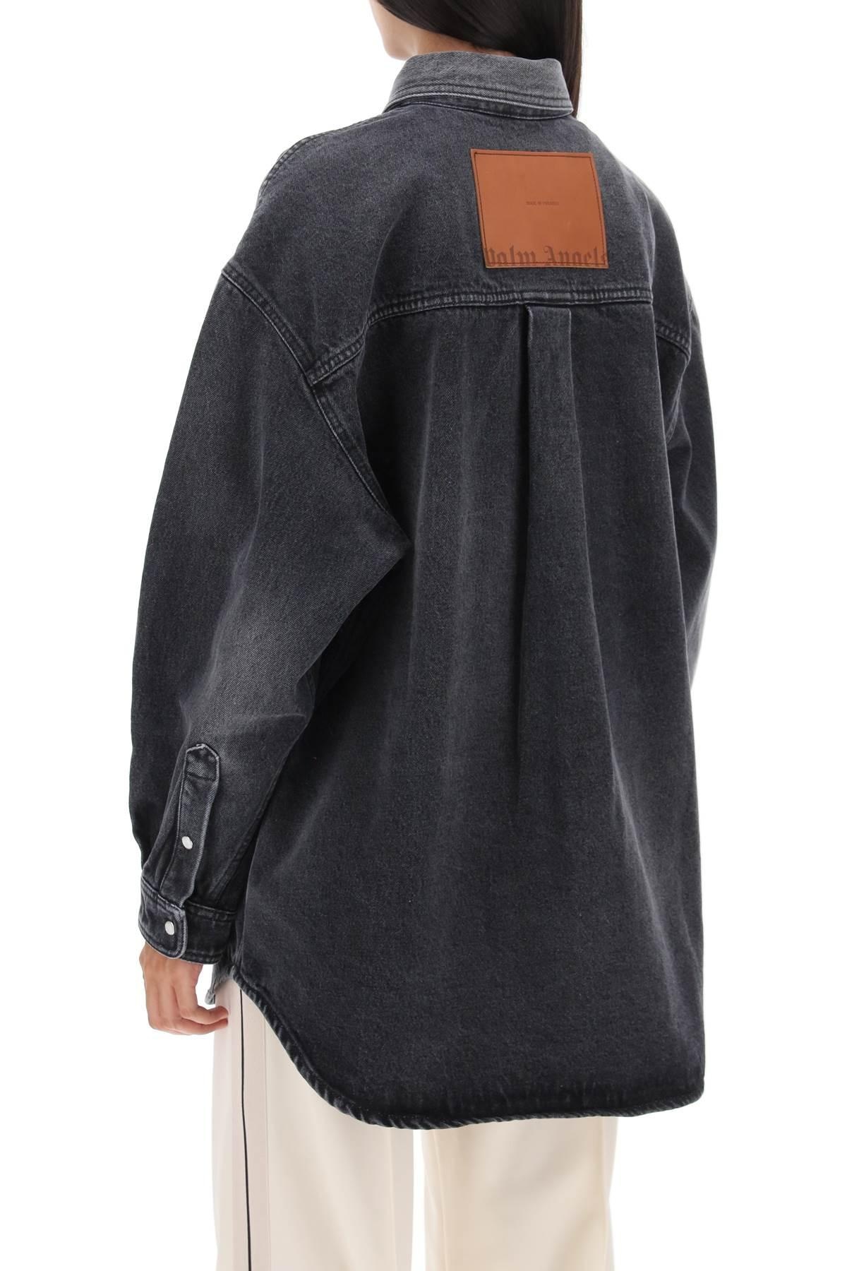 Palm Angels Oversized Snap Up Denim Shirt - 4