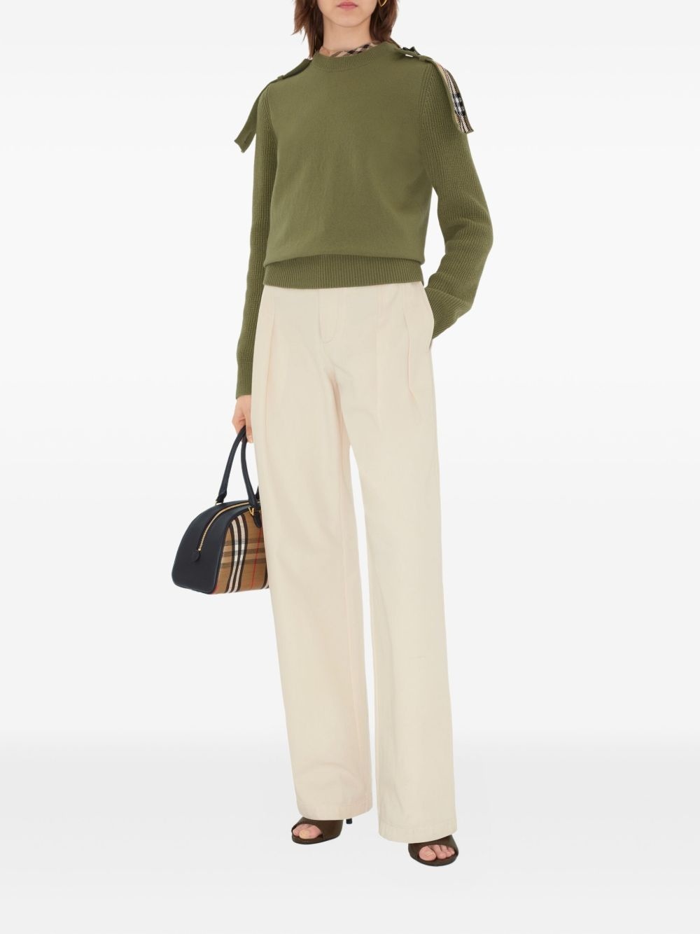 checked-epaulettes sweater - 6