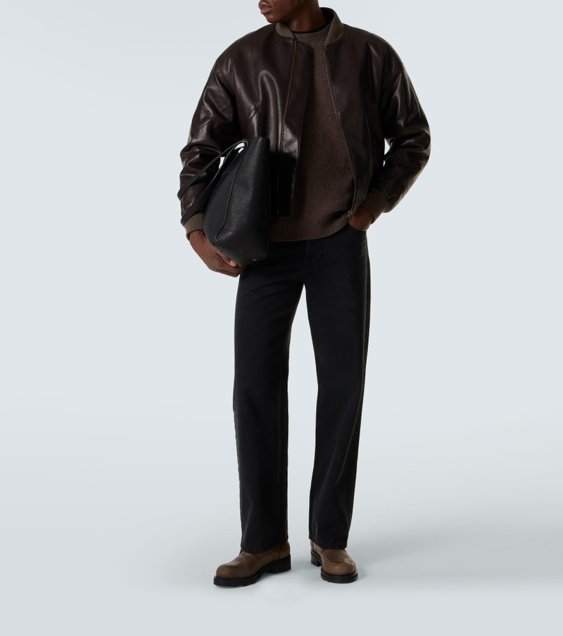 The Row Distressed leather combat boots outlook