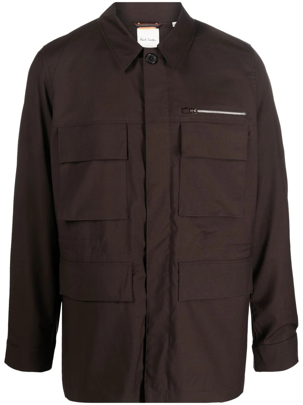 pocket-detail shirt jacket - 1