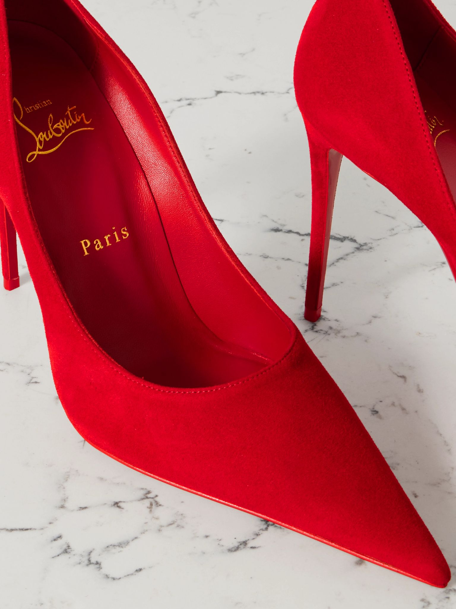 Kate Max 100 suede point-toe pumps Red - 4