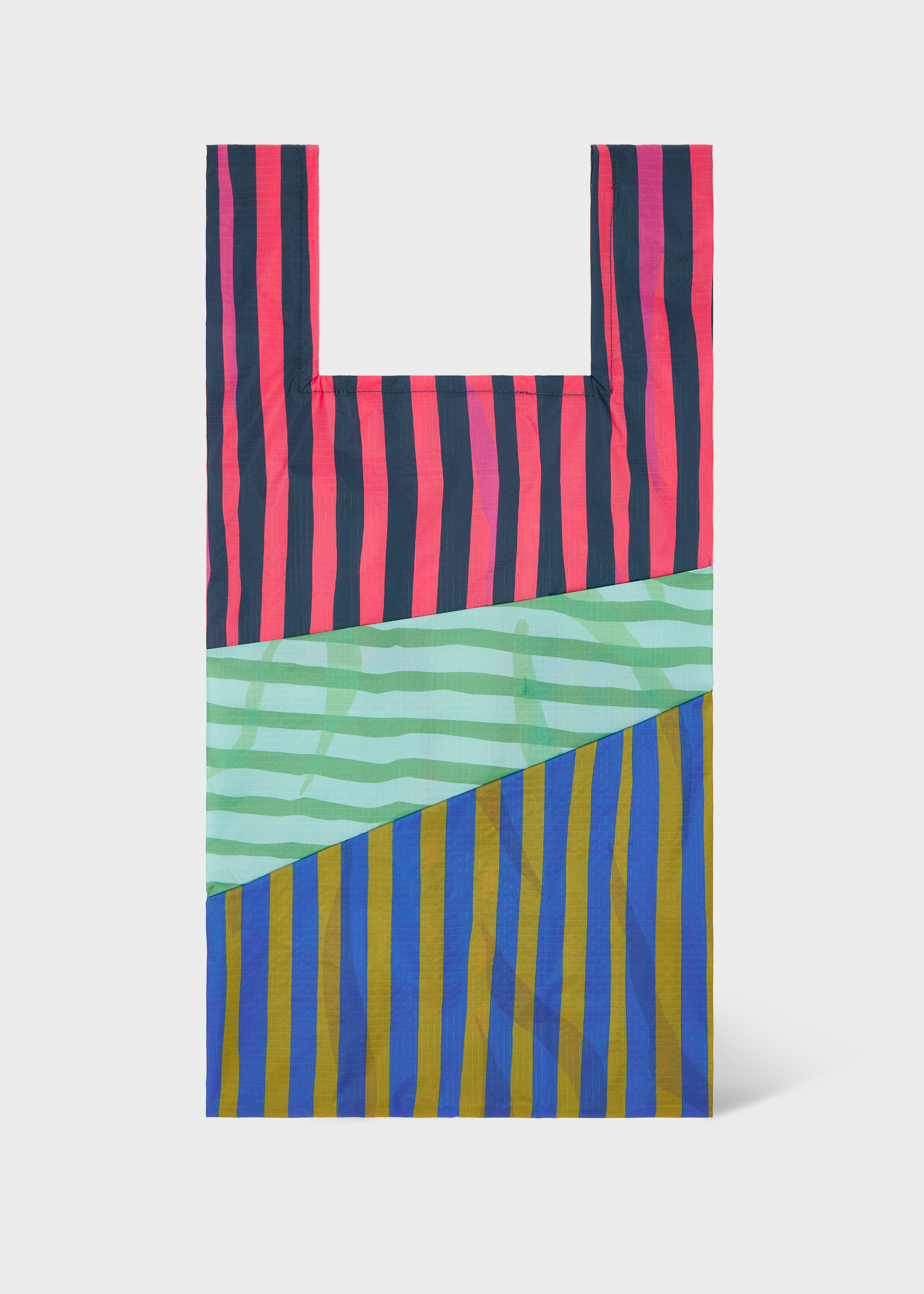 Susan Bijl x Paul Smith - Pink Mixed-Stripe 'The New Shopping Bag' Large - 1