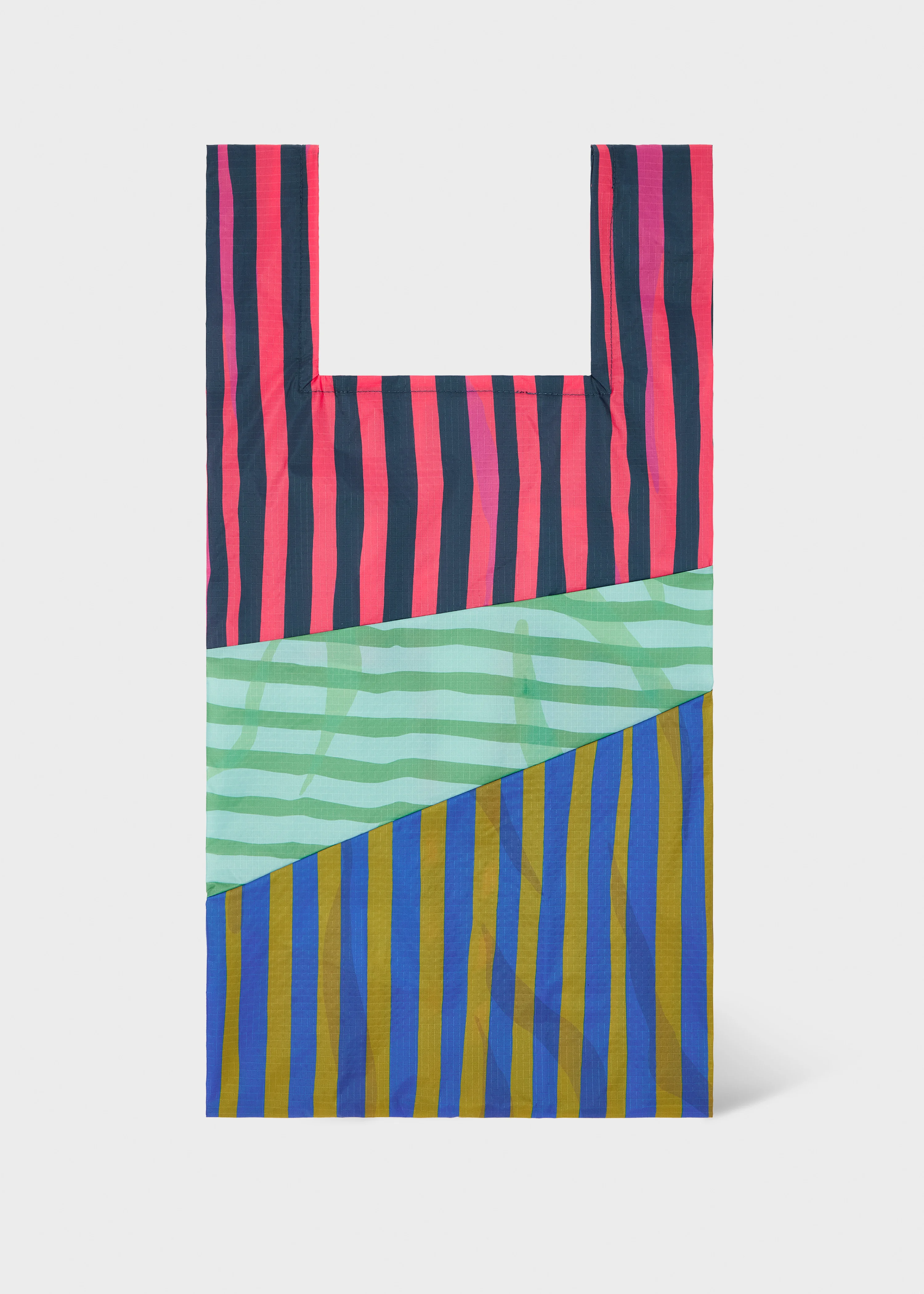 Susan Bijl x Paul Smith - Pink Mixed-Stripe 'The New Shopping Bag' Large - 1