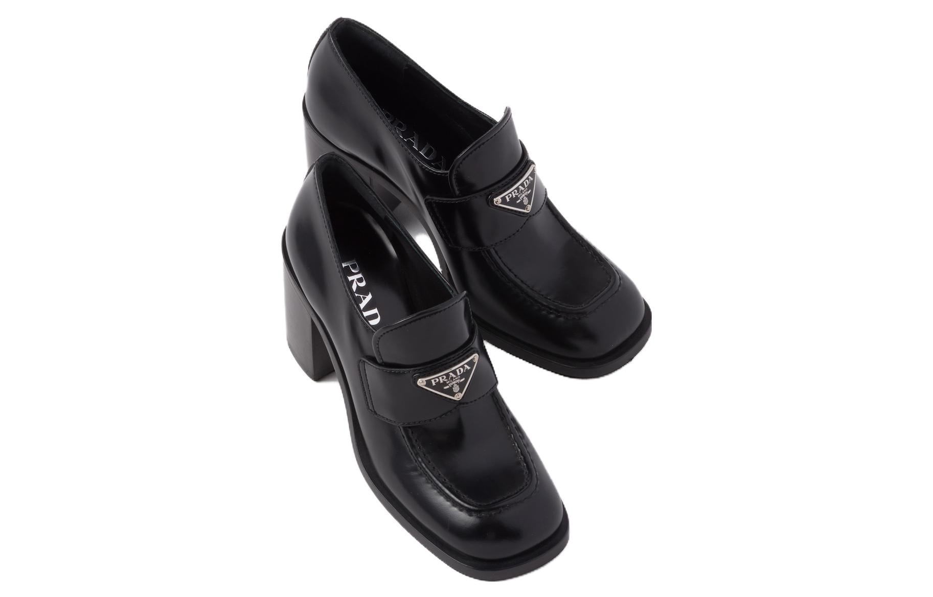 (WMNS) PRADA Brushed Leather High-heel Loafers 'Black' 1D223N_055_F0002_F_075 - 3
