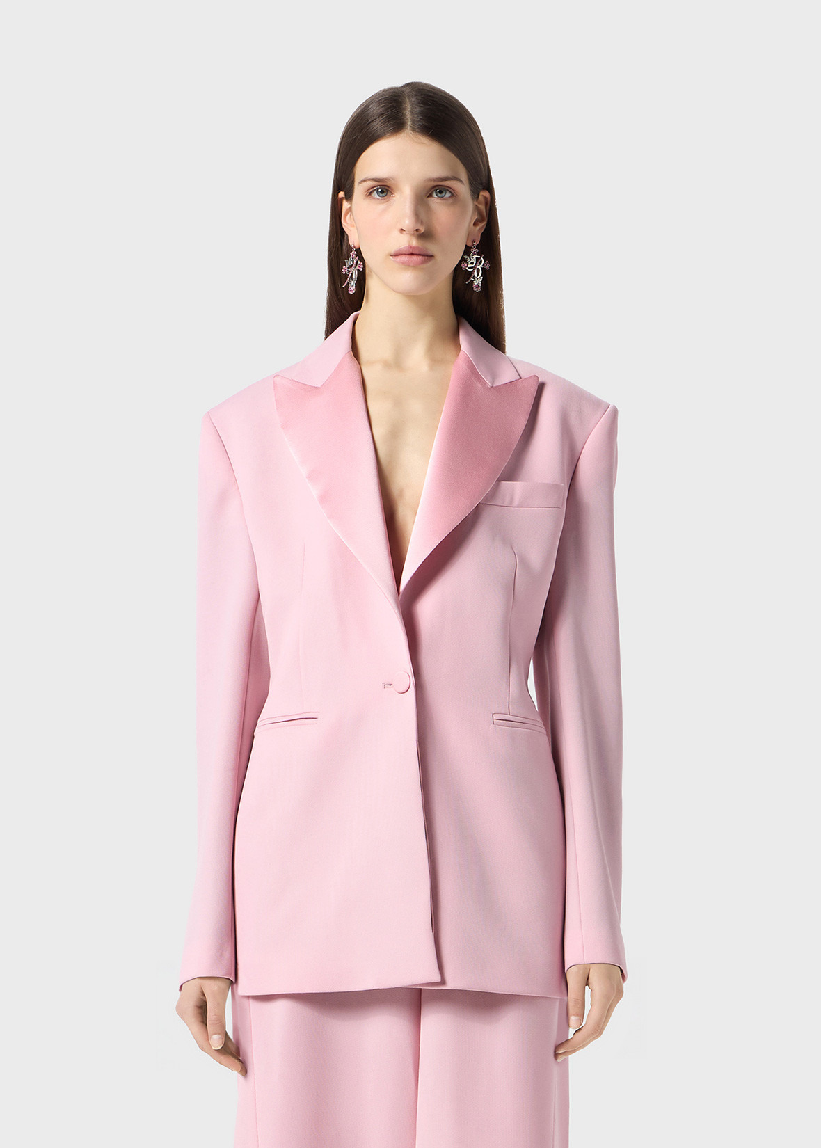 SINGLE-BREASTED JACKET IN GRAIN DE POUDRE WOOL - 3