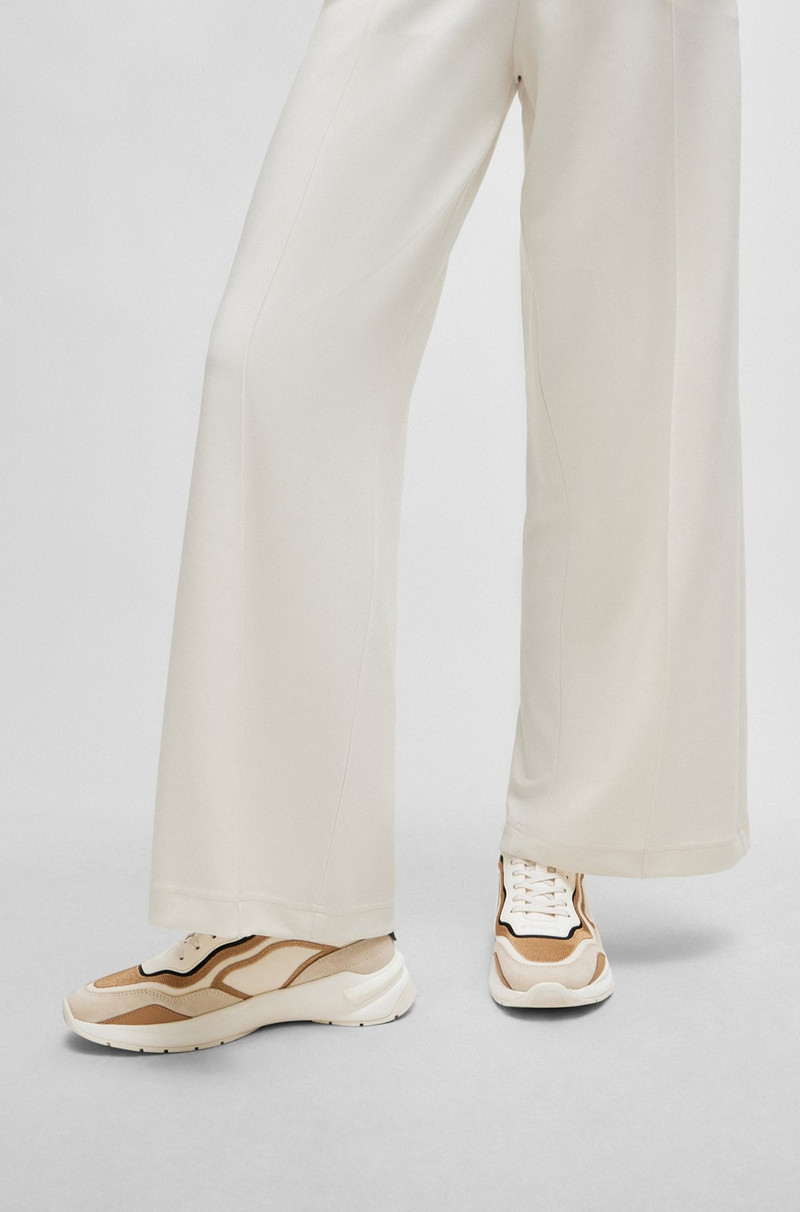 MIXED-MATERIAL LACE-UP TRAINERS WITH EMBROIDERED MESH 4