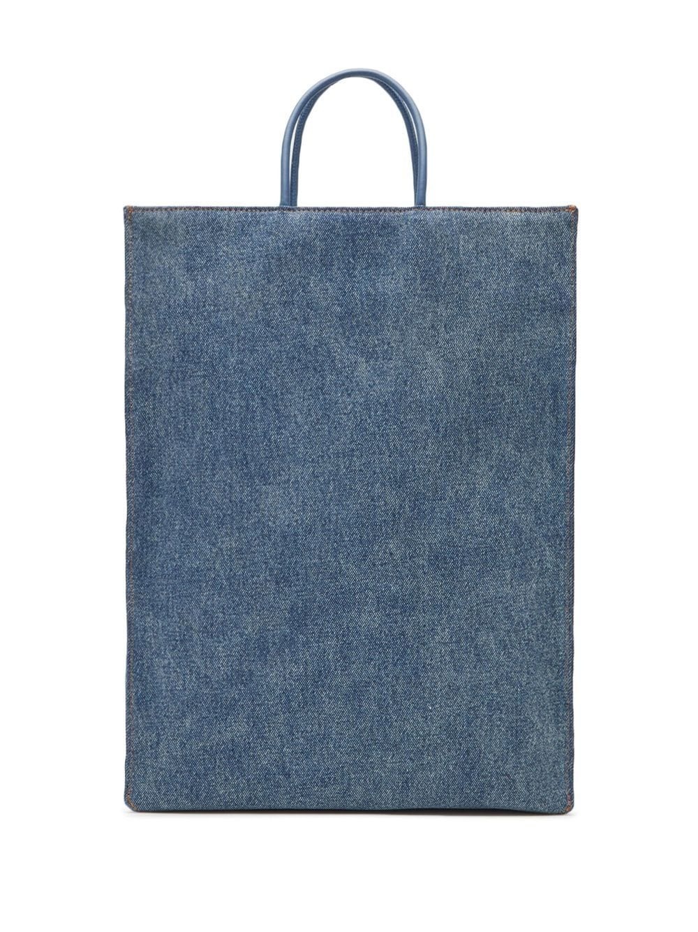 logo-embossed denim tote bag - 2