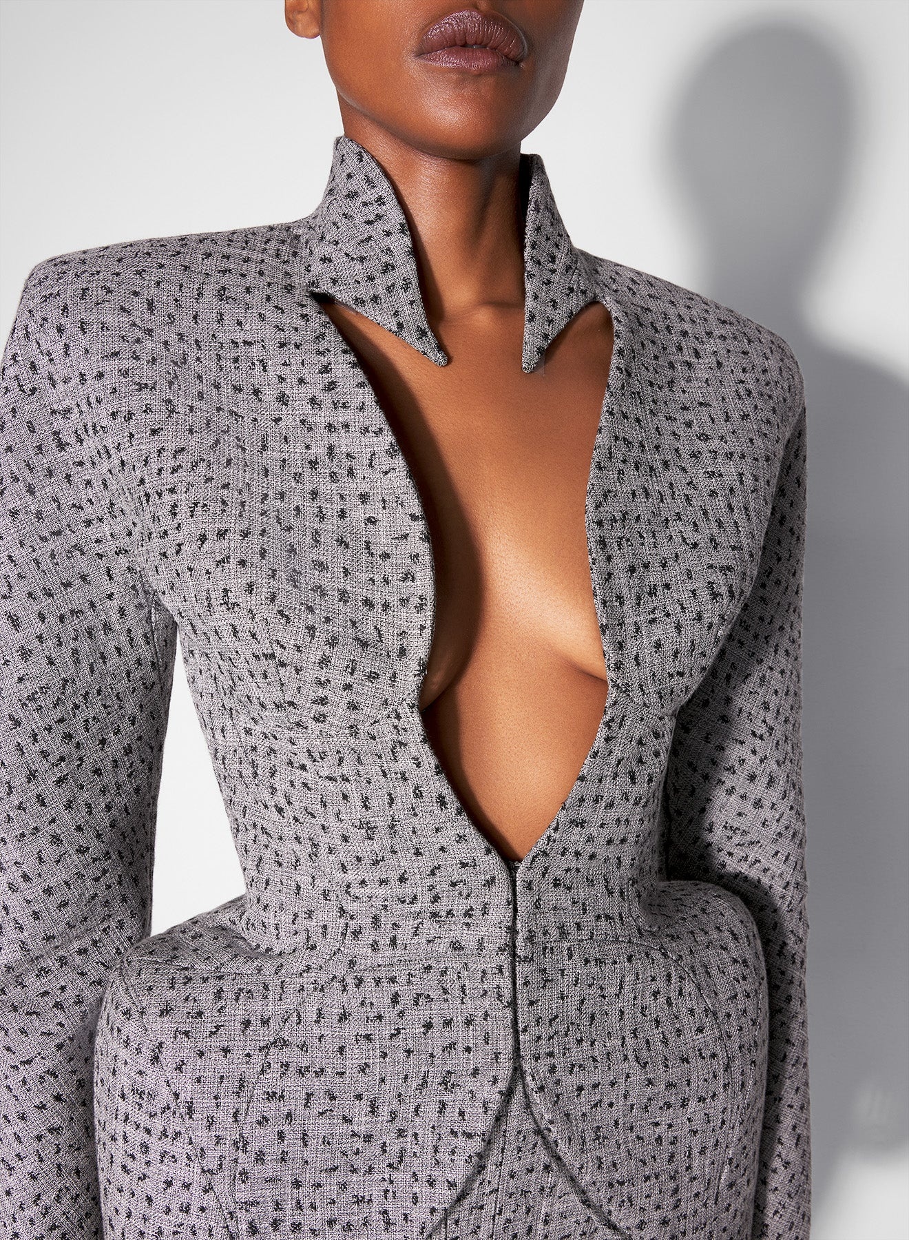 grey dotted spiky neckline jacket - 3
